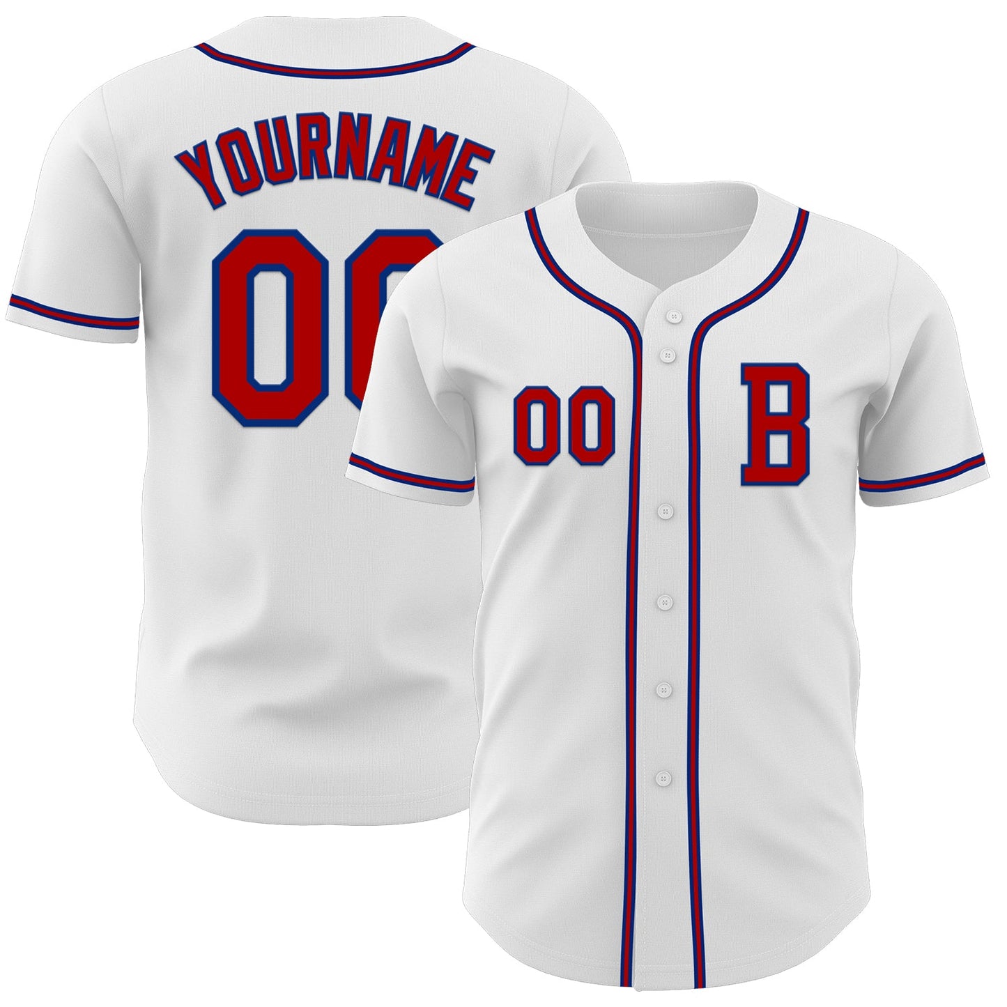 Custom White Red-Royal Authentic Baseball Jersey - Main View