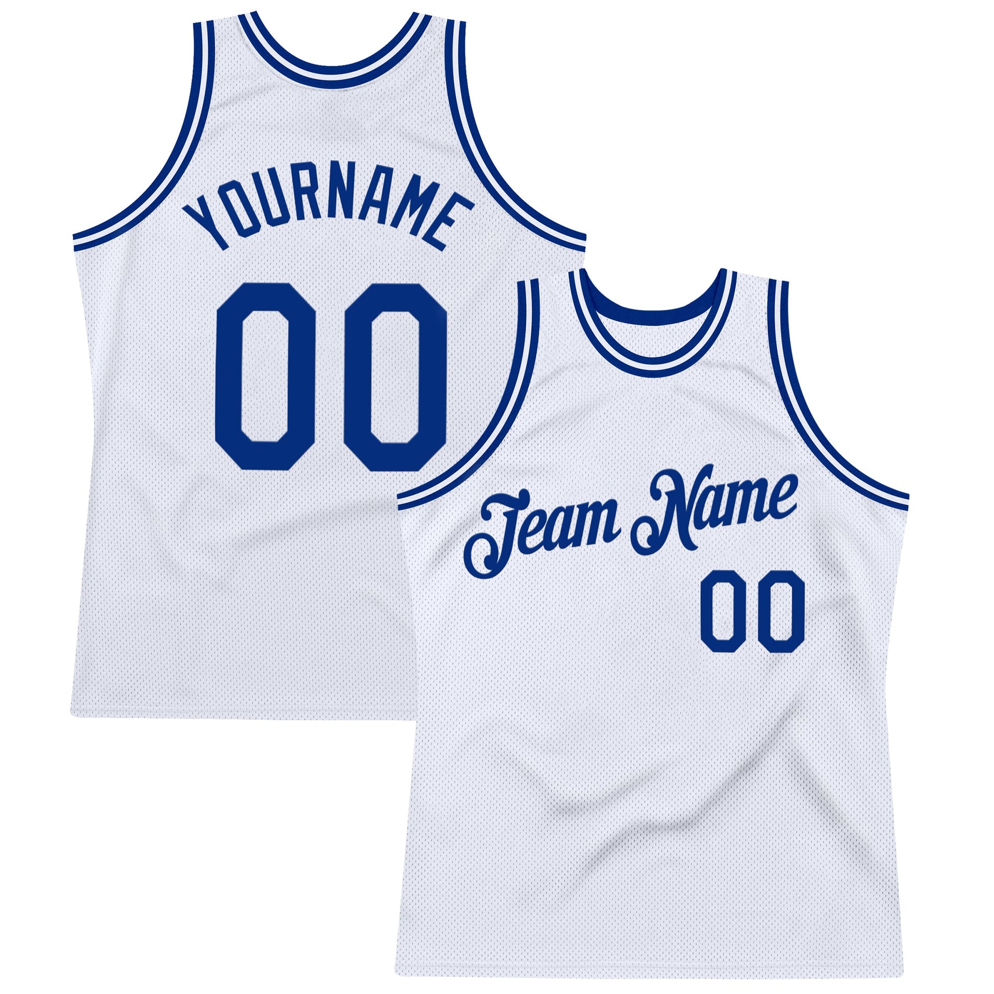 Custom White Royal Authentic Throwback Basketball Jersey - Main View