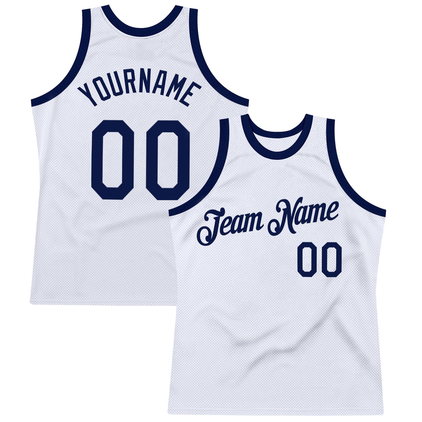 Custom White Navy Authentic Throwback Basketball Jersey - Main View
