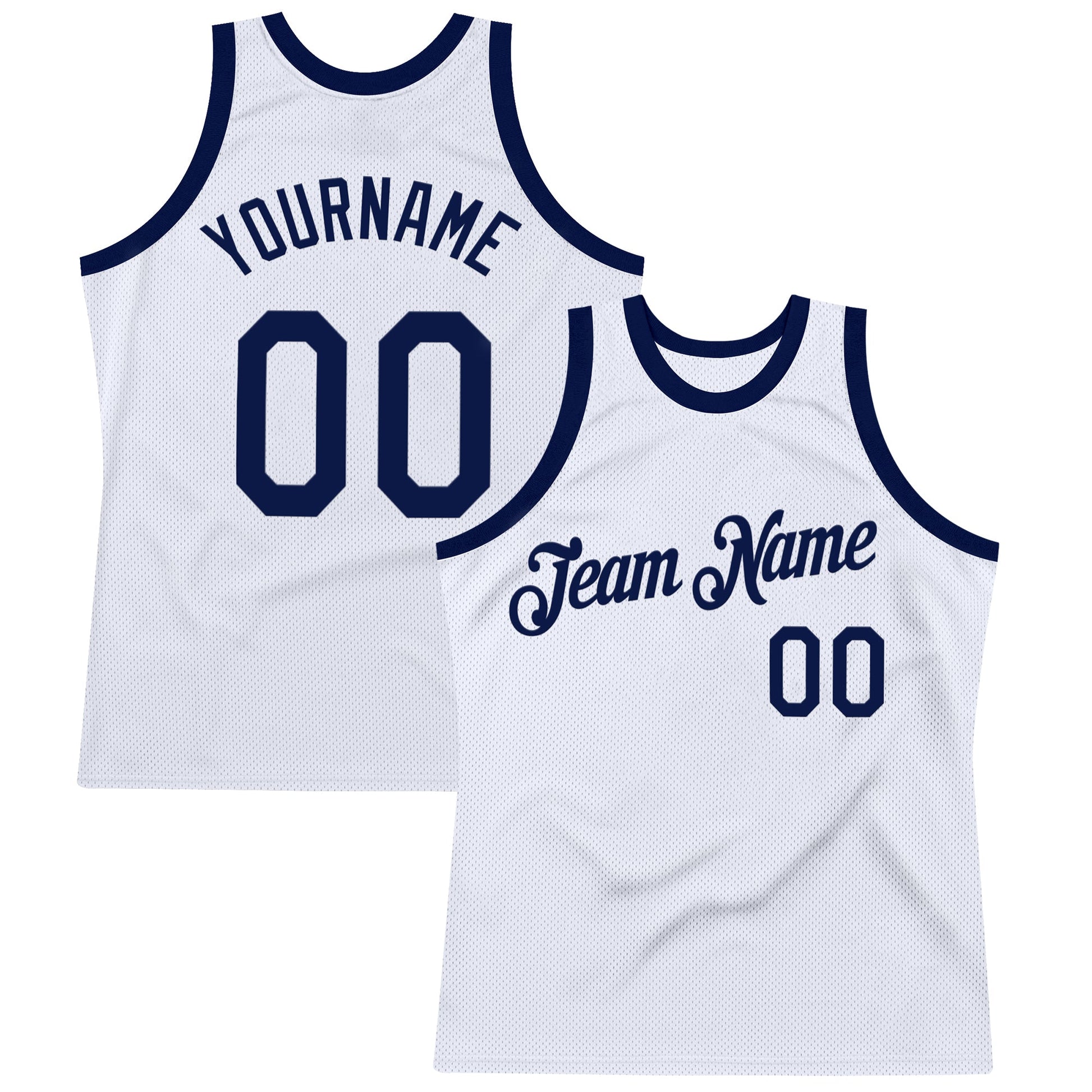 Custom White Navy Authentic Throwback Basketball Jersey - Main View