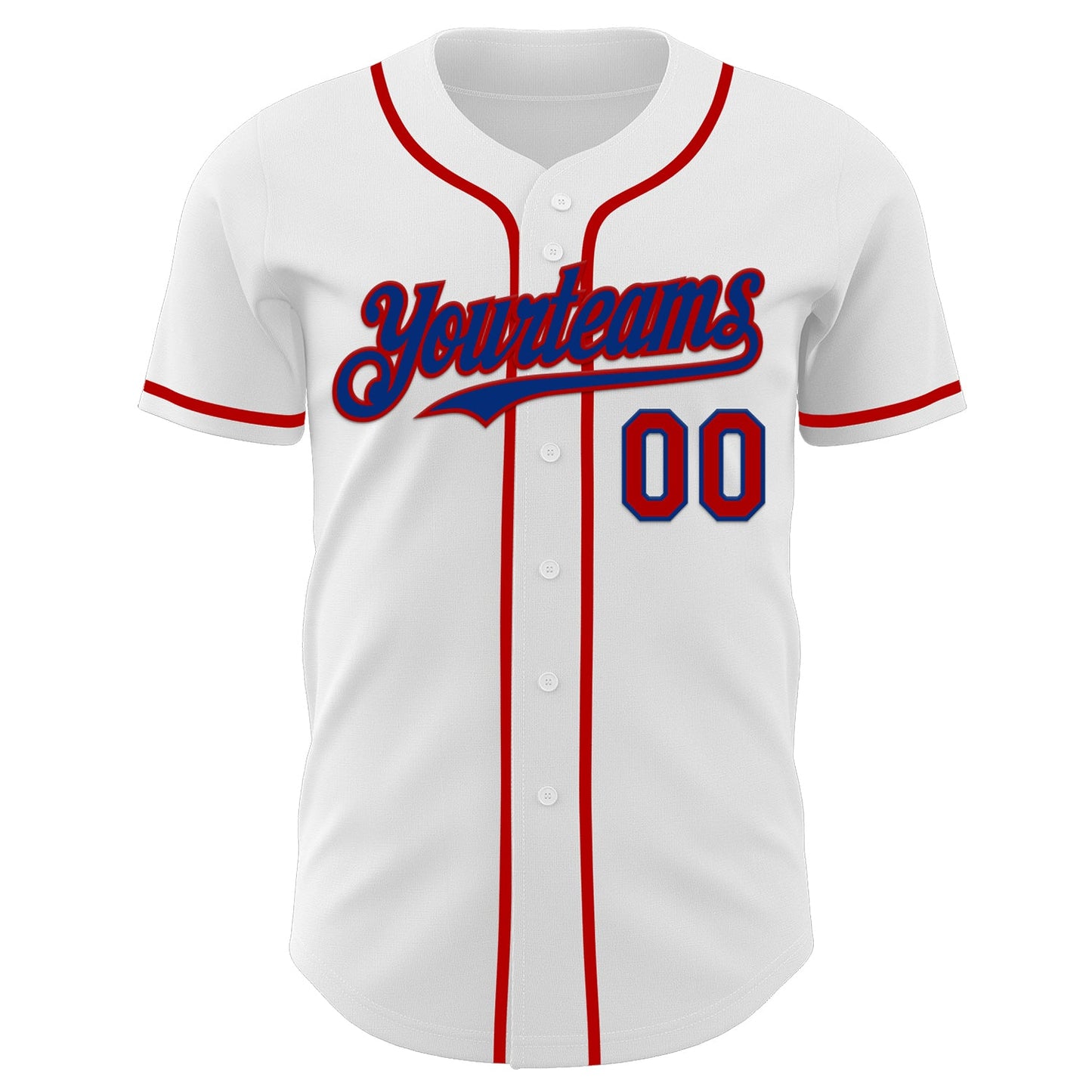Custom White Red-Royal Authentic Baseball Jersey view 2