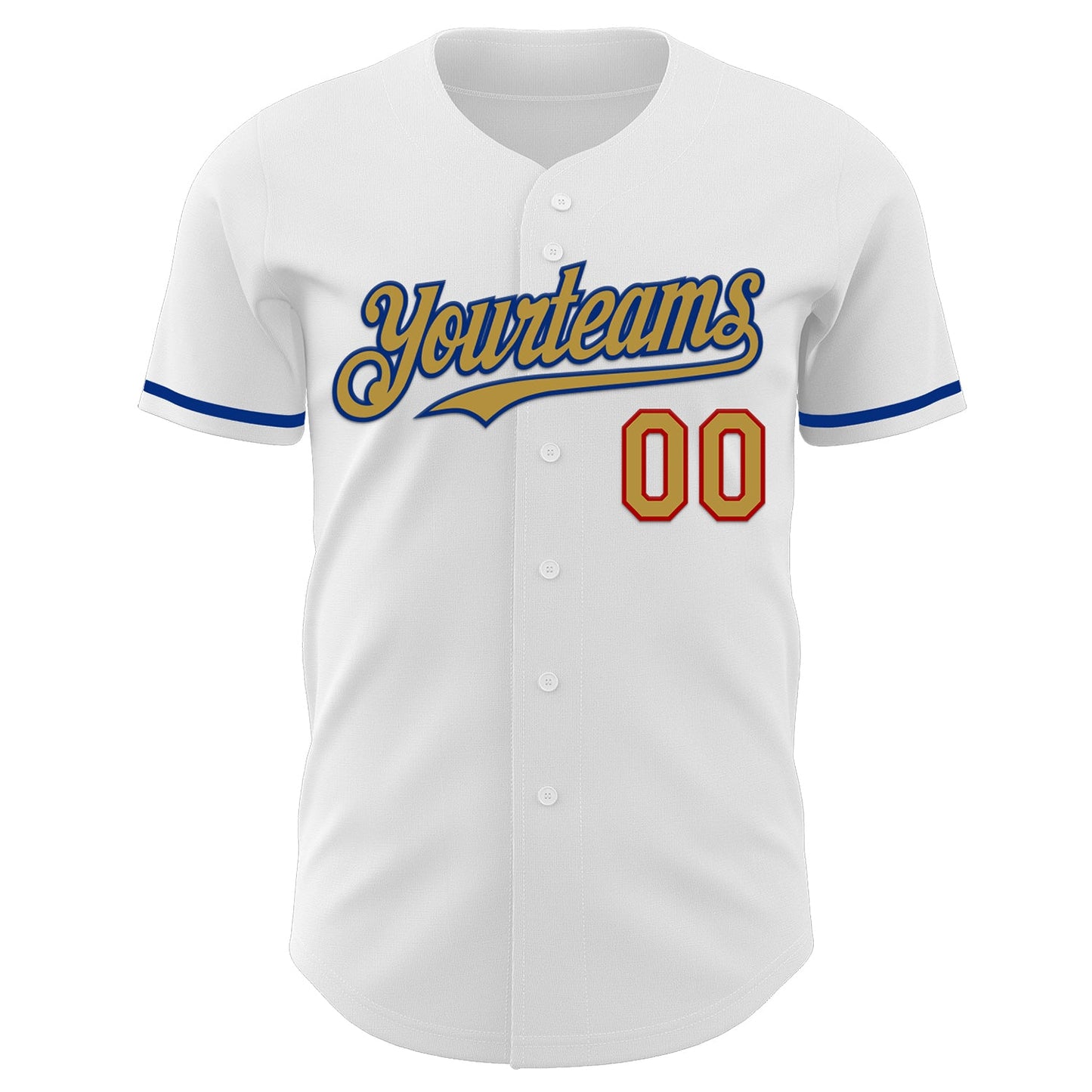 Custom White Old Gold Royal-Red Authentic Baseball Jersey view 2