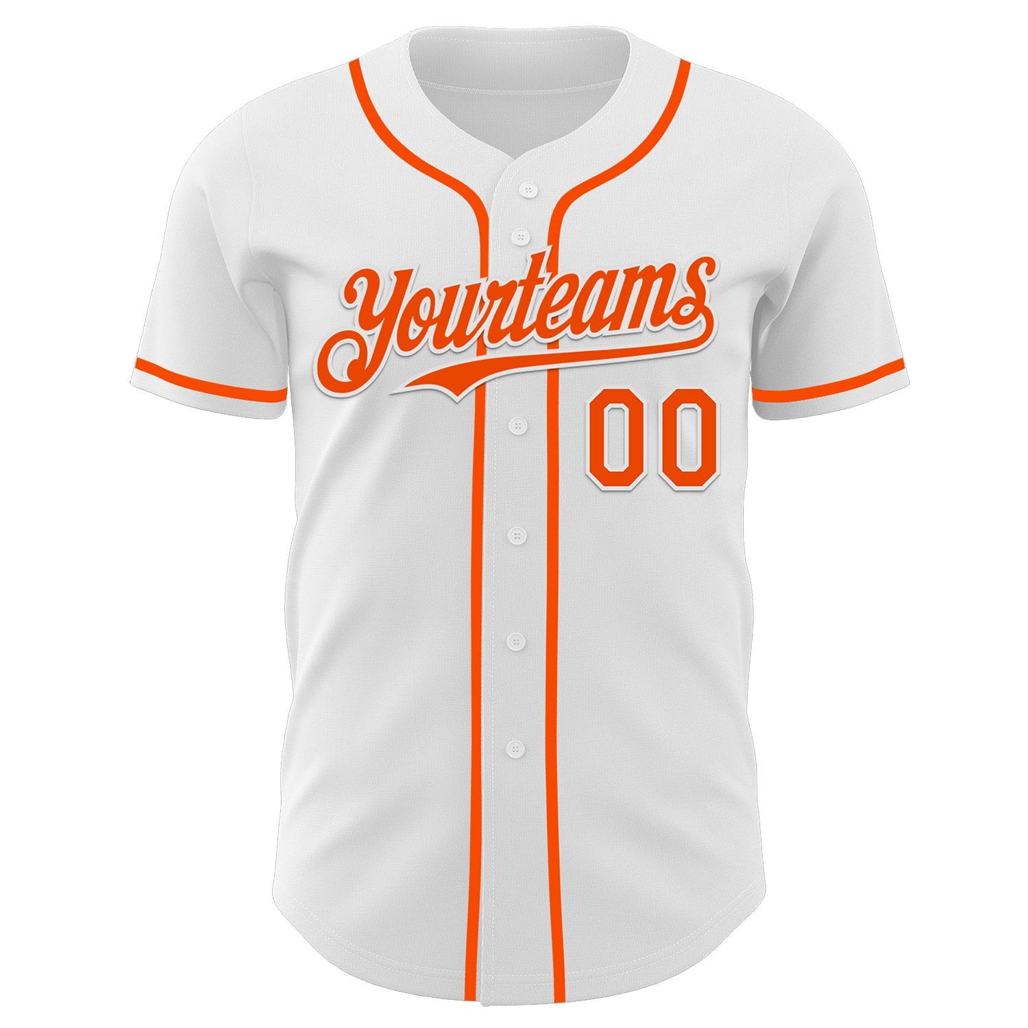 Custom White Orange Authentic Baseball Jersey view 2