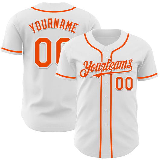 Custom White Orange Authentic Baseball Jersey - Main View