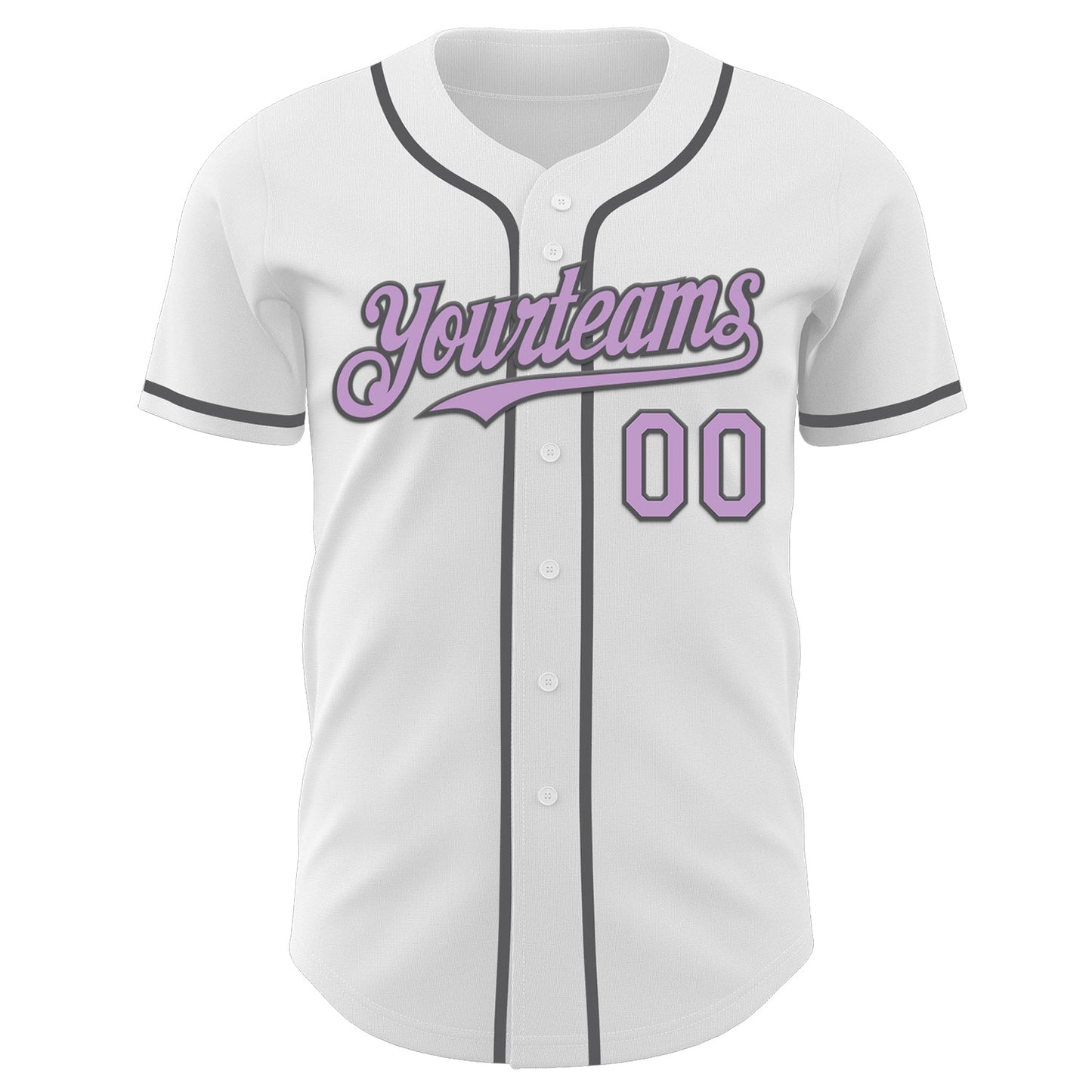 Custom White Light Purple-Steel Gray Authentic Baseball Jersey view 2