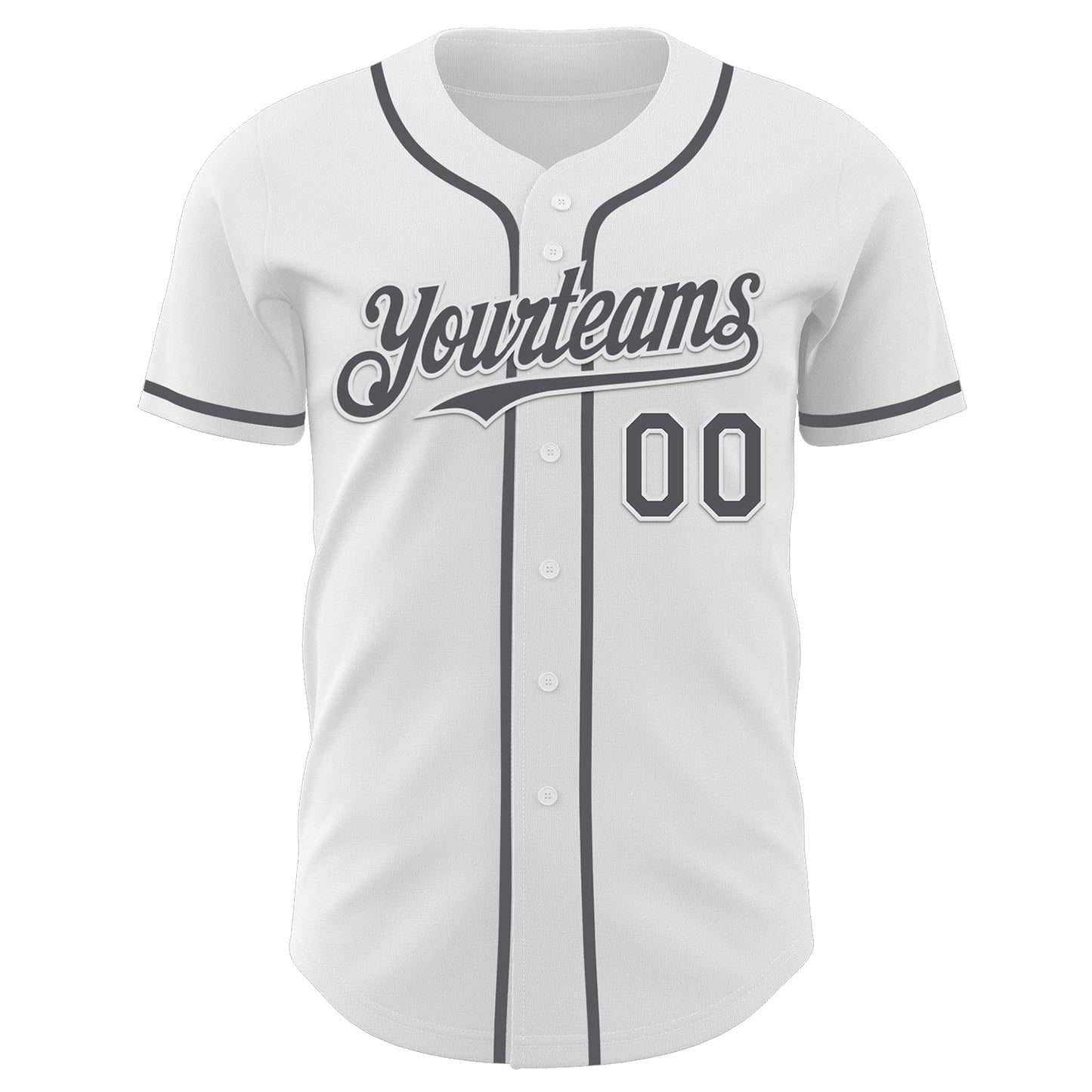 Custom White Steel Gray Authentic Baseball Jersey view 2