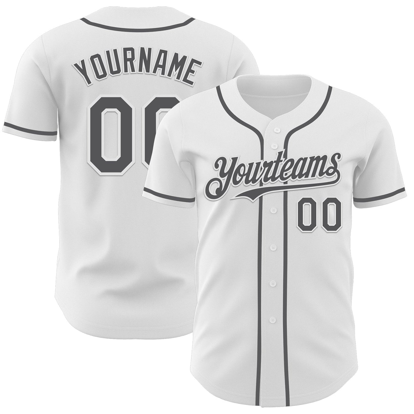 Custom White Steel Gray Authentic Baseball Jersey - Main View