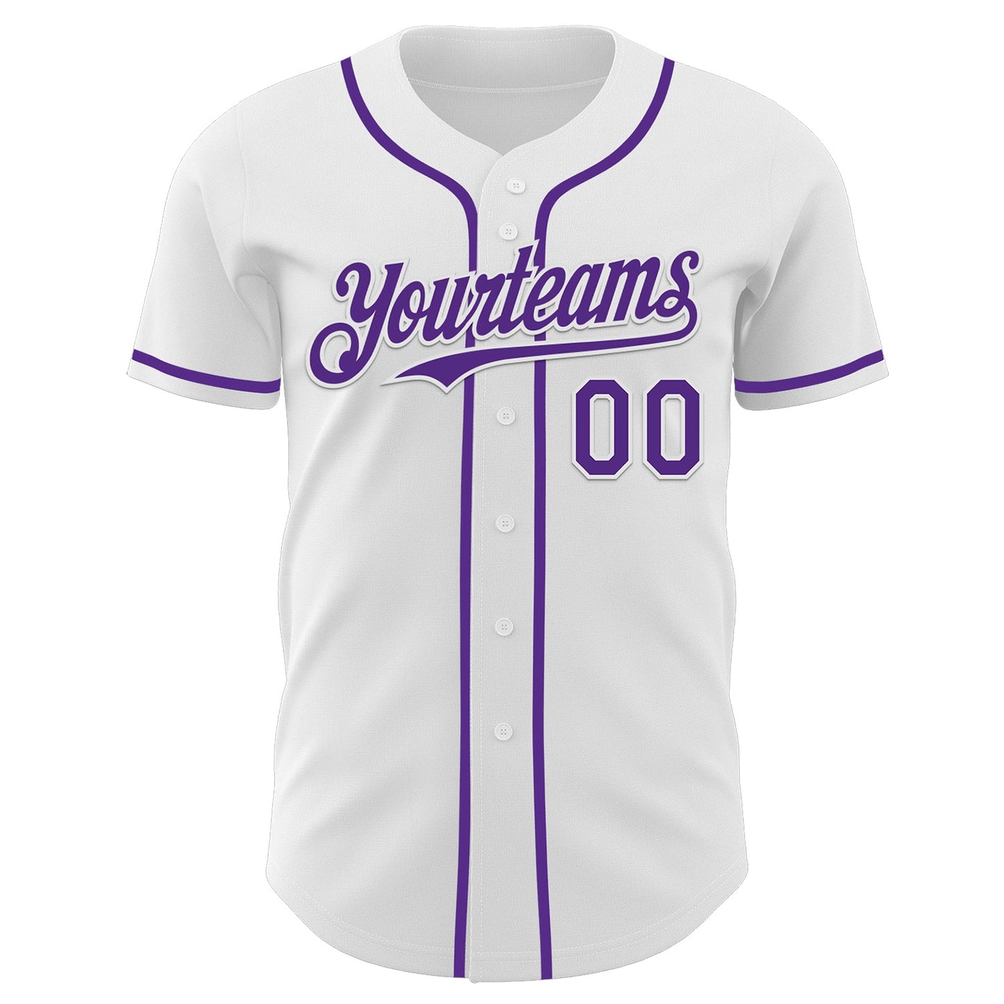Custom White Purple Authentic Baseball Jersey view 2