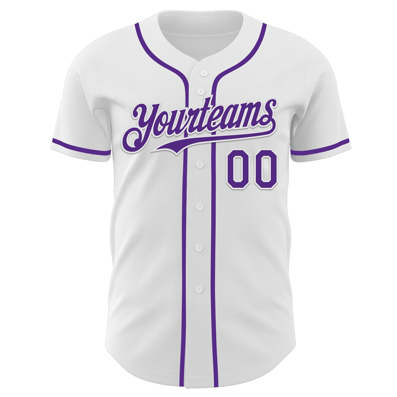 Custom White Purple Authentic Baseball Jersey view 2