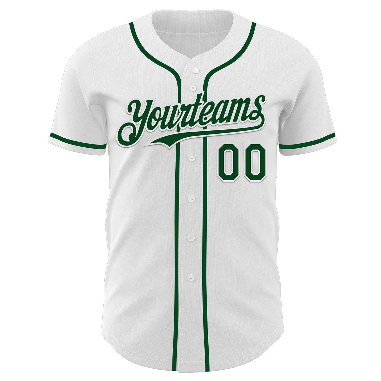 Custom White Green Authentic Baseball Jersey view 2