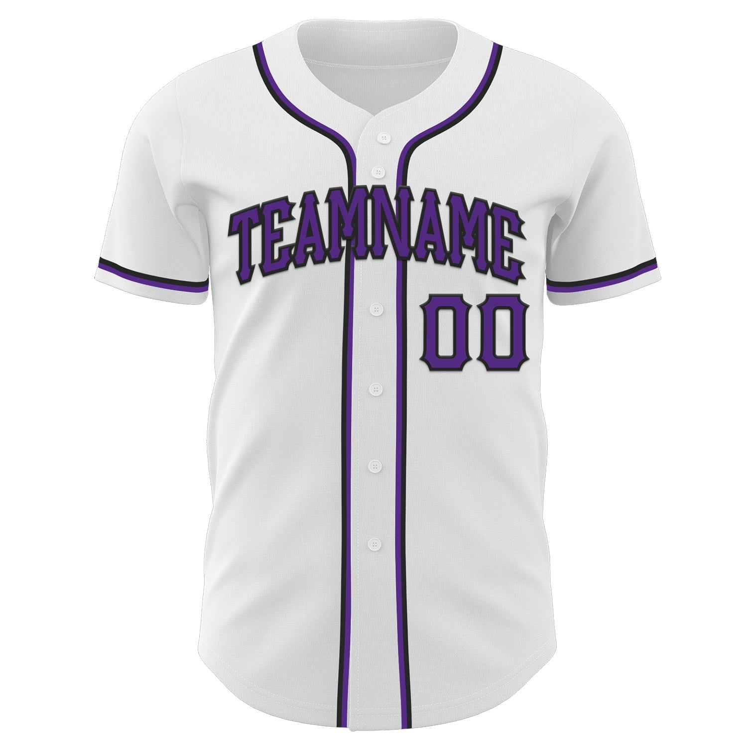 Custom White Purple-Black Authentic Baseball Jersey view 2