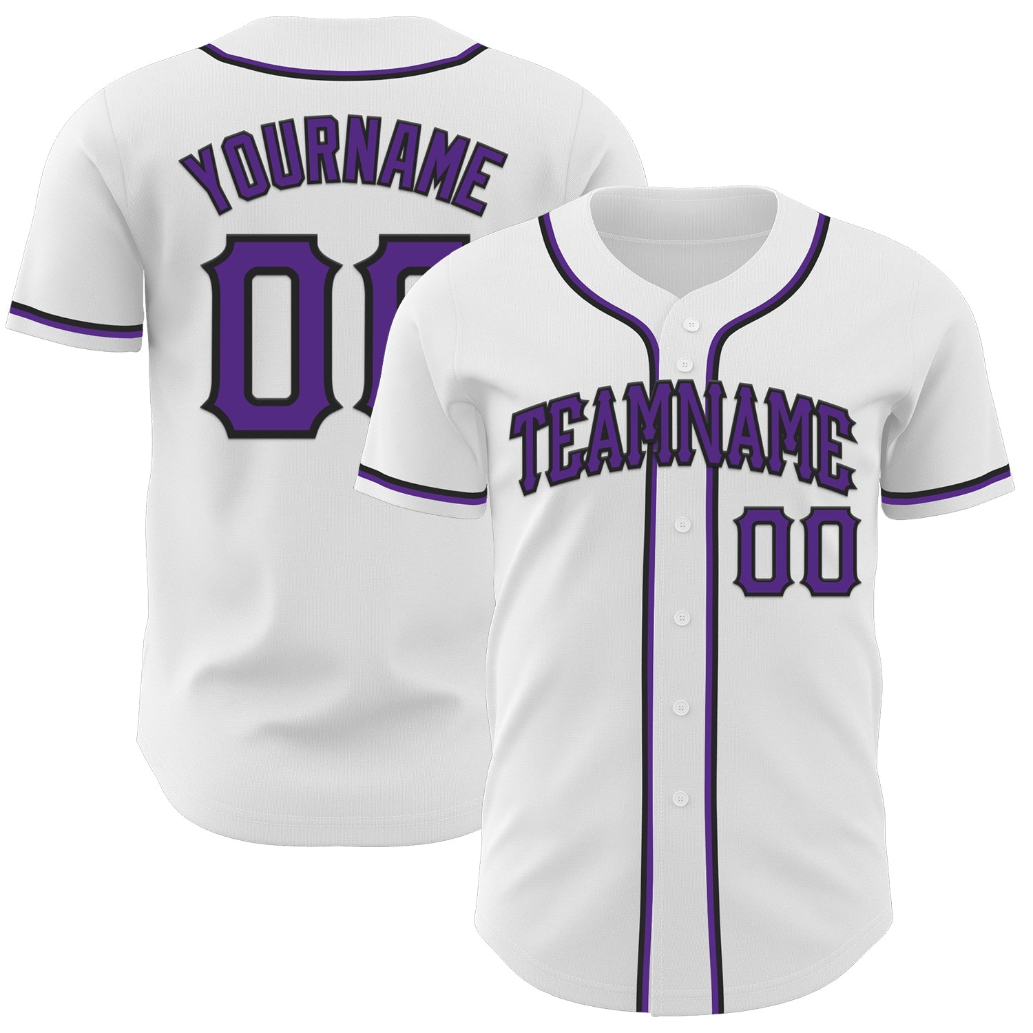 Custom White Purple-Black Authentic Baseball Jersey - Main View