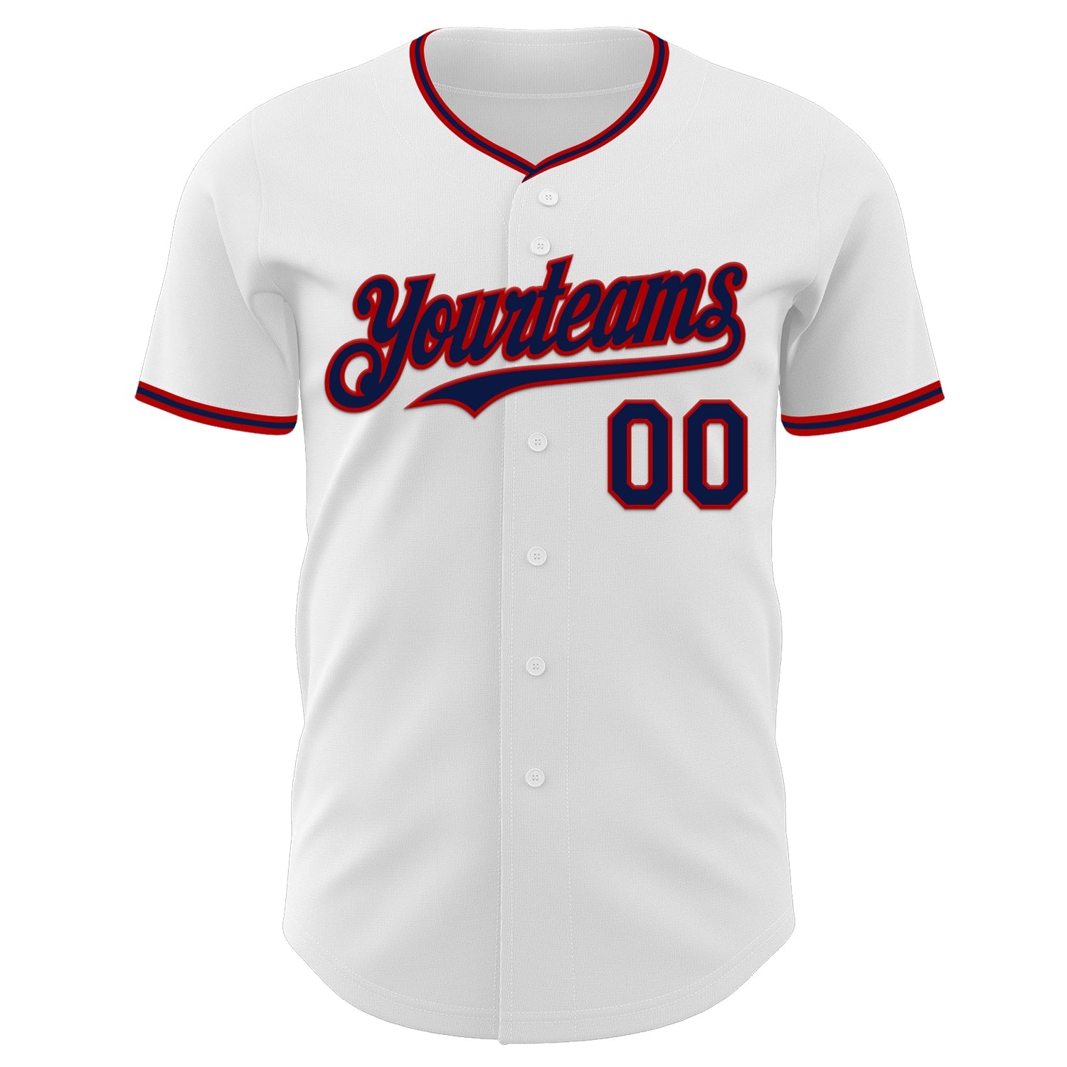 Custom White Navy-Red Authentic Baseball Jersey view 2