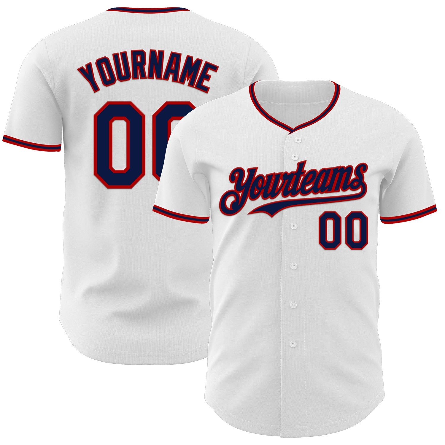 Custom White Navy-Red Authentic Baseball Jersey - Main View