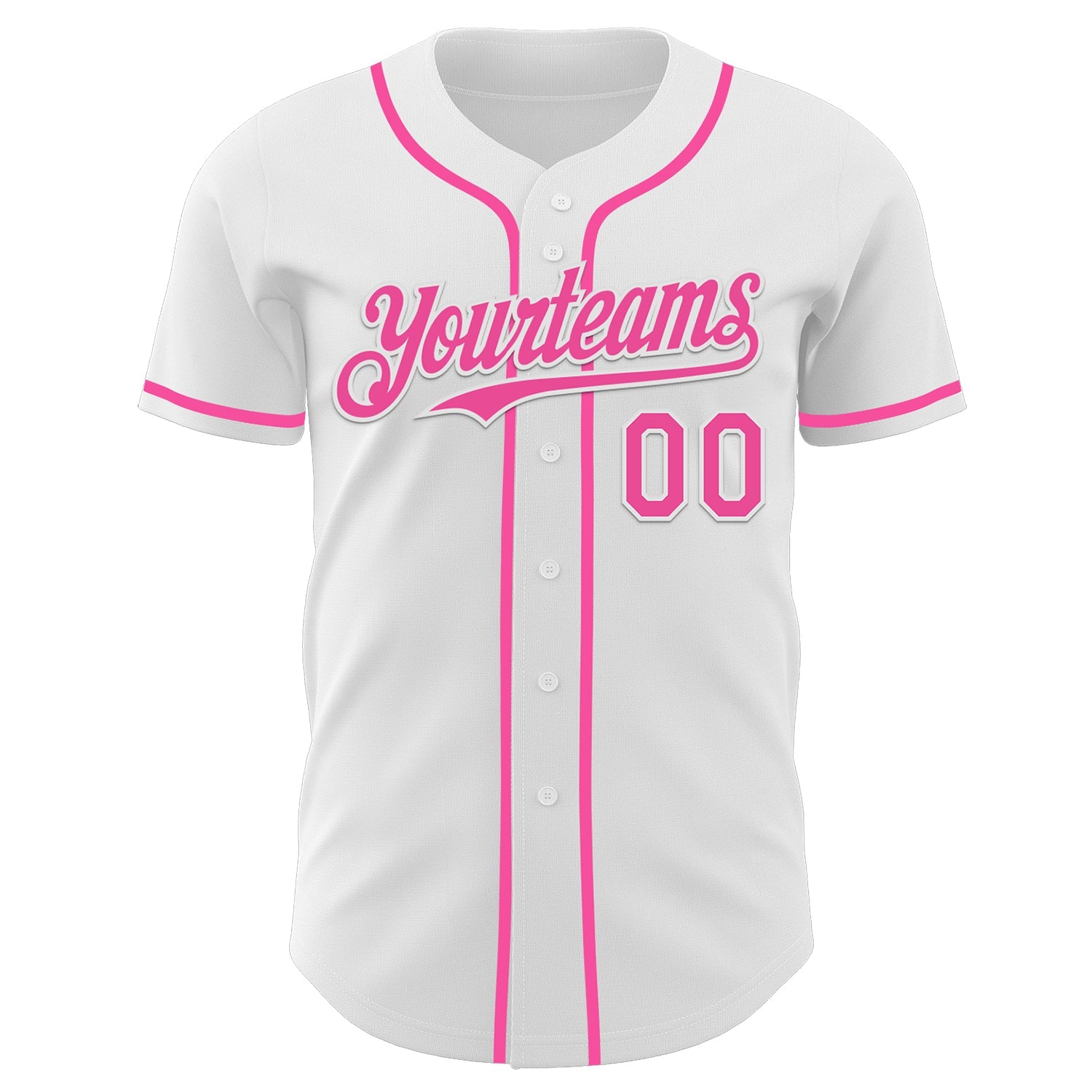 Custom White Pink Authentic Baseball Jersey view 2