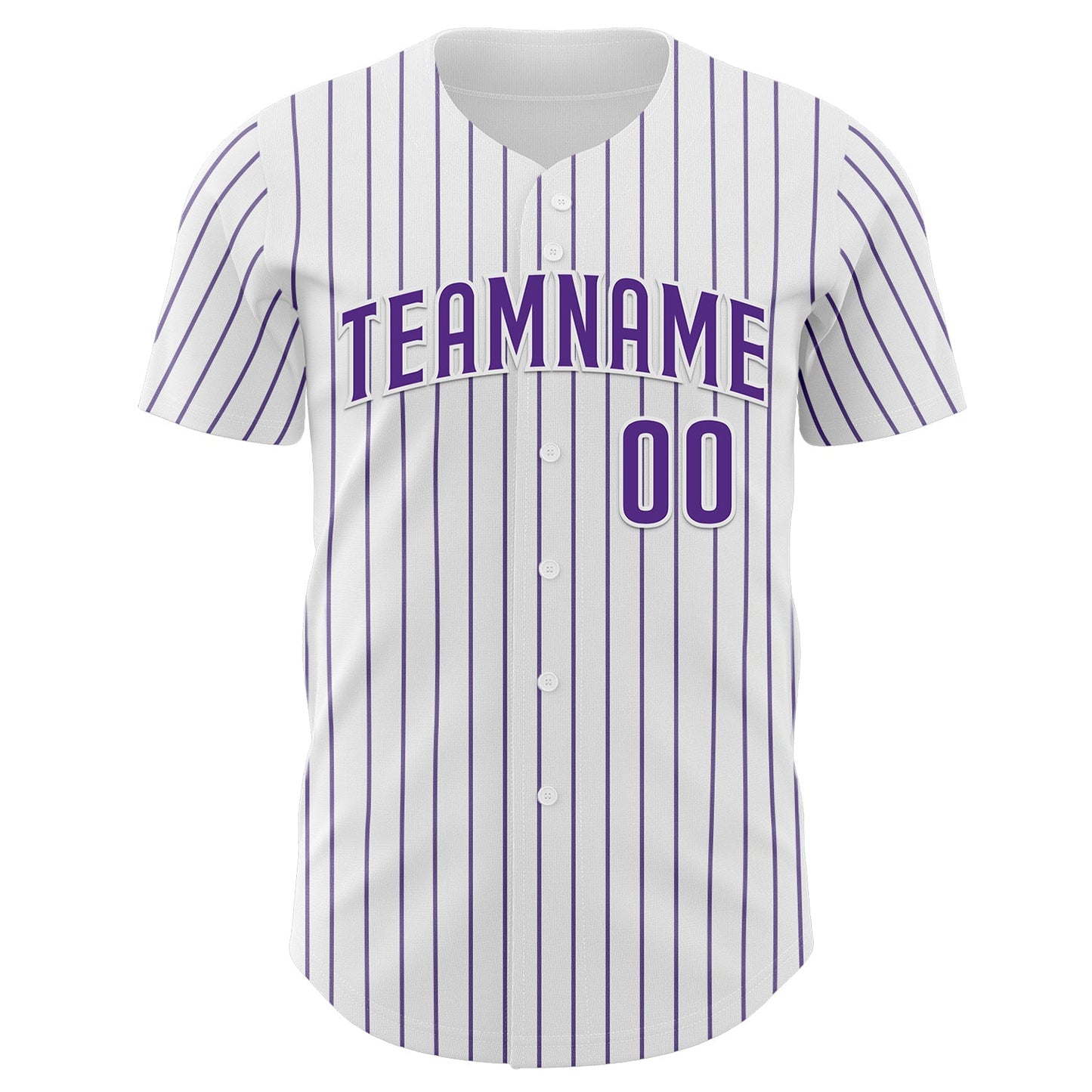Custom White Purple Pinstripe Purple Authentic Baseball Jersey view 2