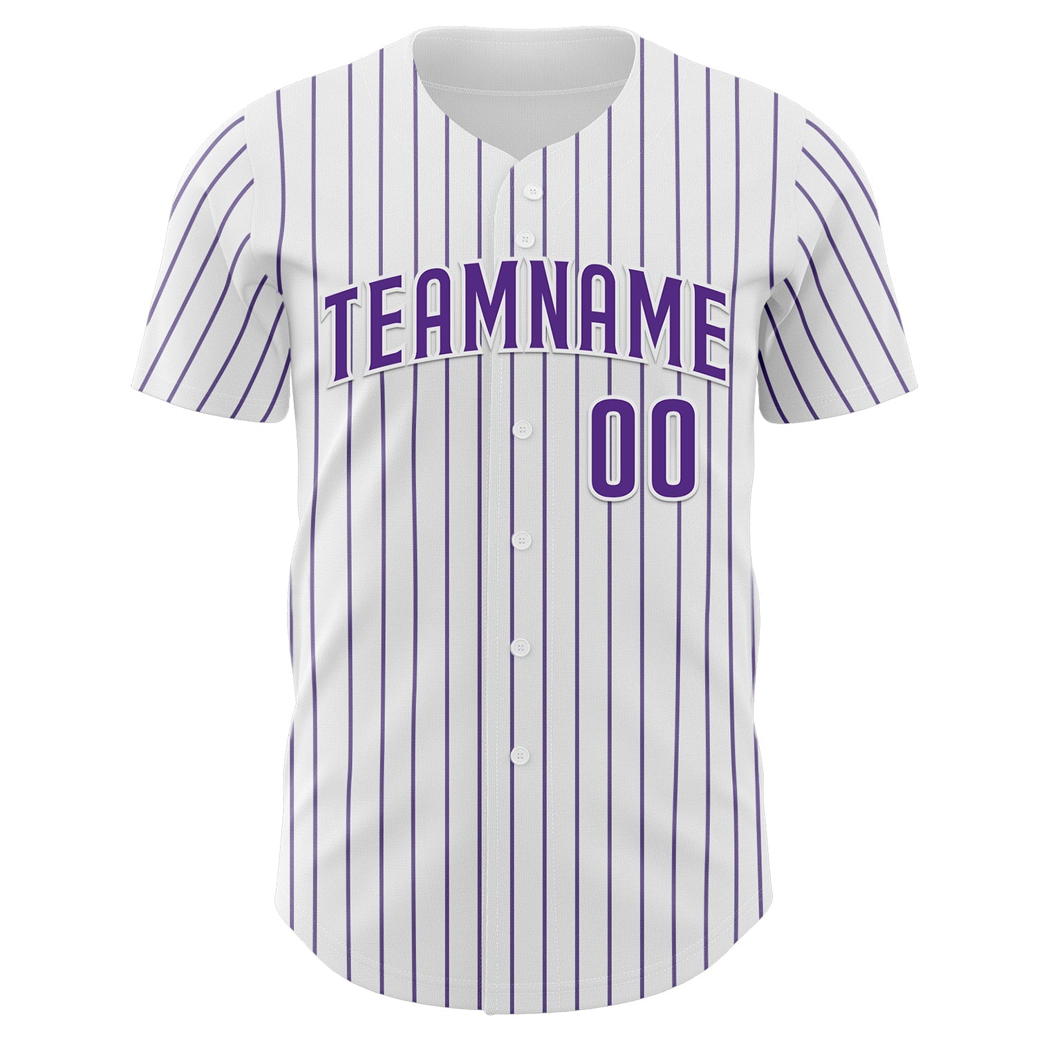 Custom White Purple Pinstripe Purple Authentic Baseball Jersey view 2
