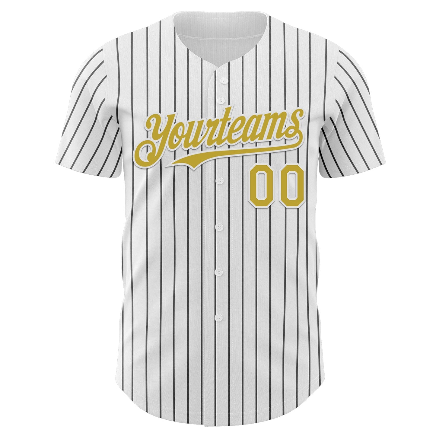 Custom White Black Pinstripe Old Gold Authentic Baseball Jersey view 2