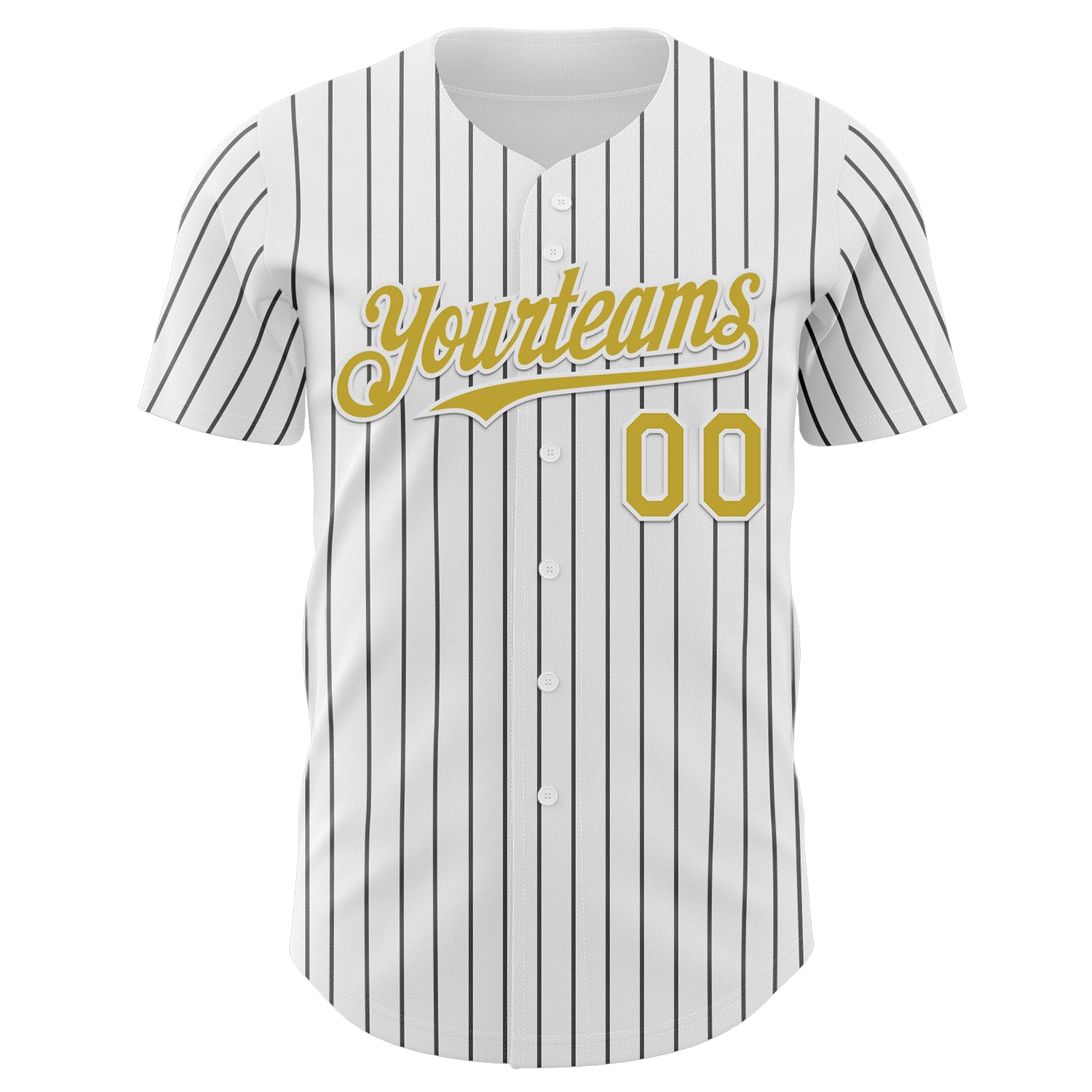 Custom White Black Pinstripe Old Gold Authentic Baseball Jersey view 2