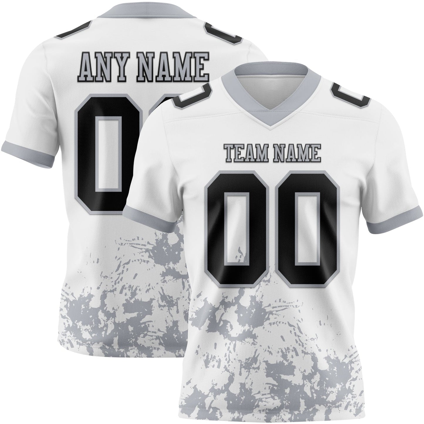 Custom White Black-Gray 3D Pattern Splash Authentic Football Jersey - Main View