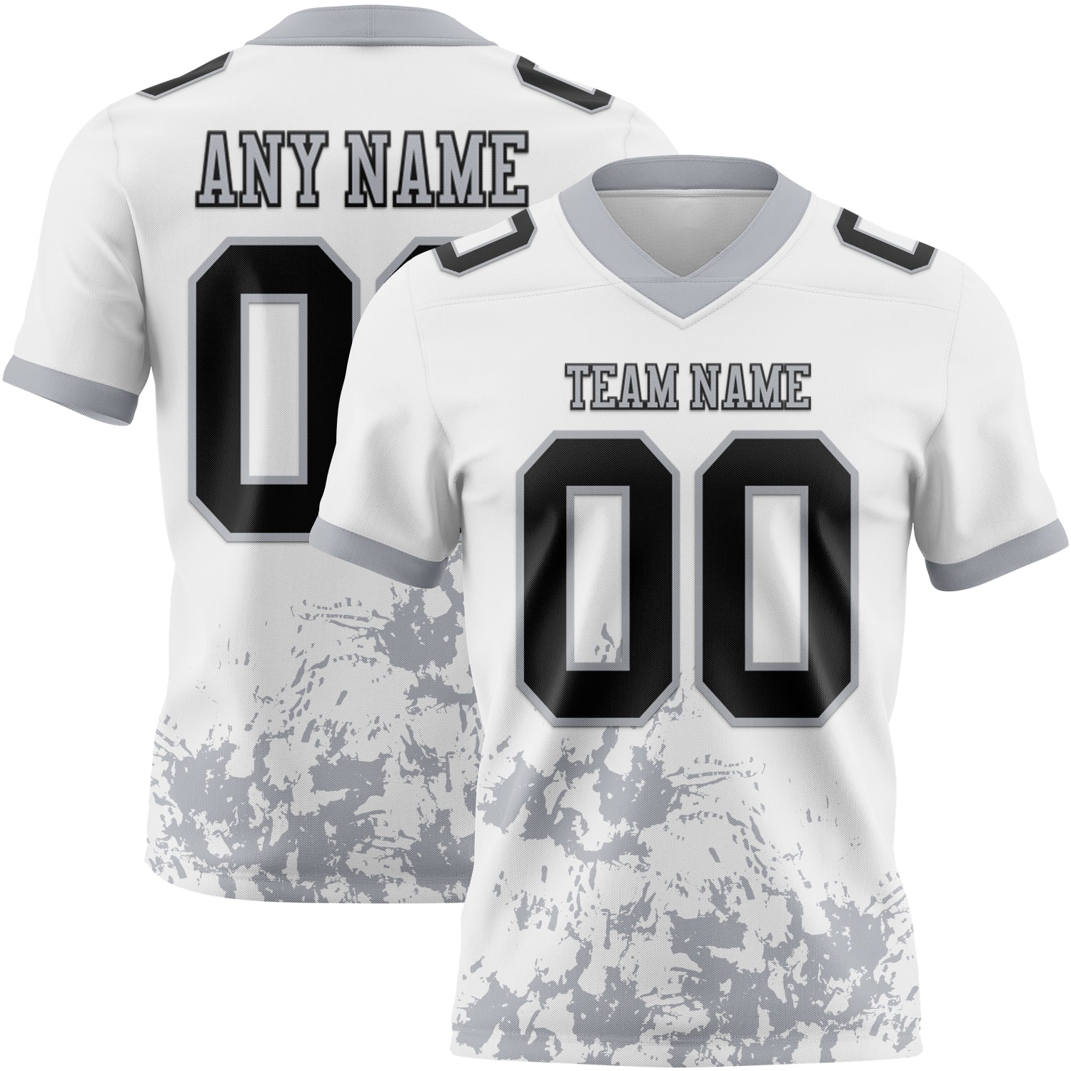 Custom White Black-Gray 3D Pattern Splash Authentic Football Jersey - Main View