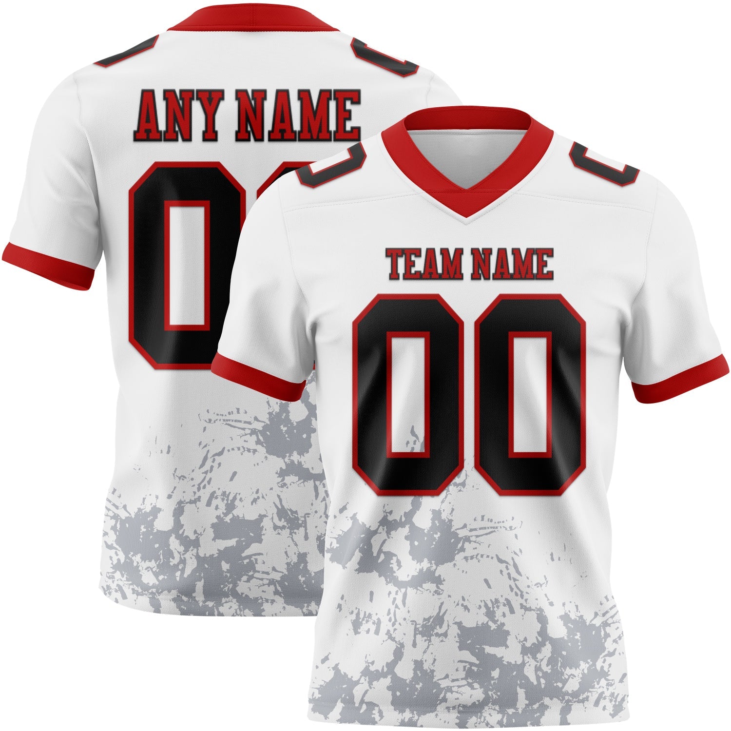 Custom White Black Gray-Red 3D Pattern Splash Authentic Football Jersey - Main View