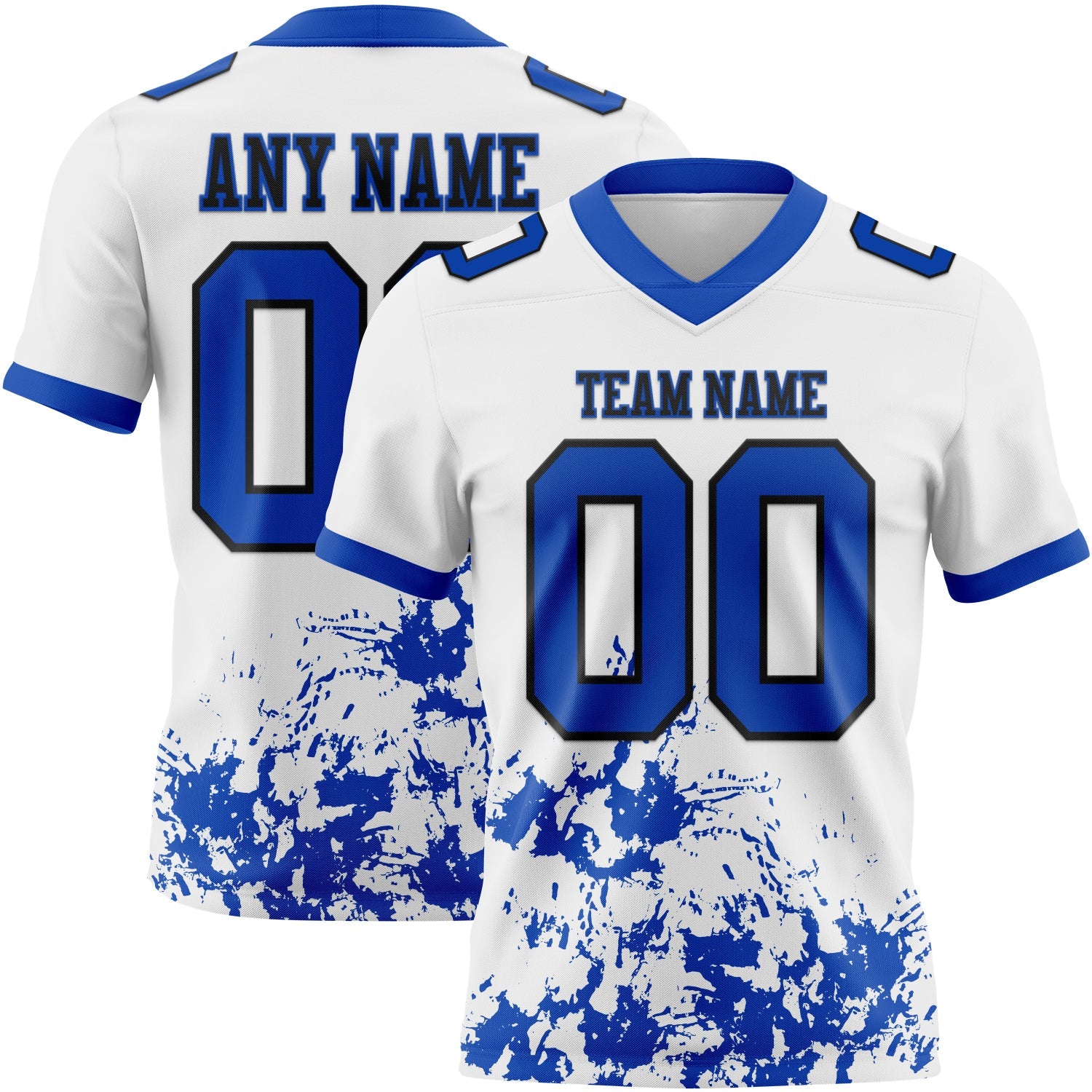 Custom White Thunder Blue-Black 3D Pattern Splash Authentic Football Jersey - Main View