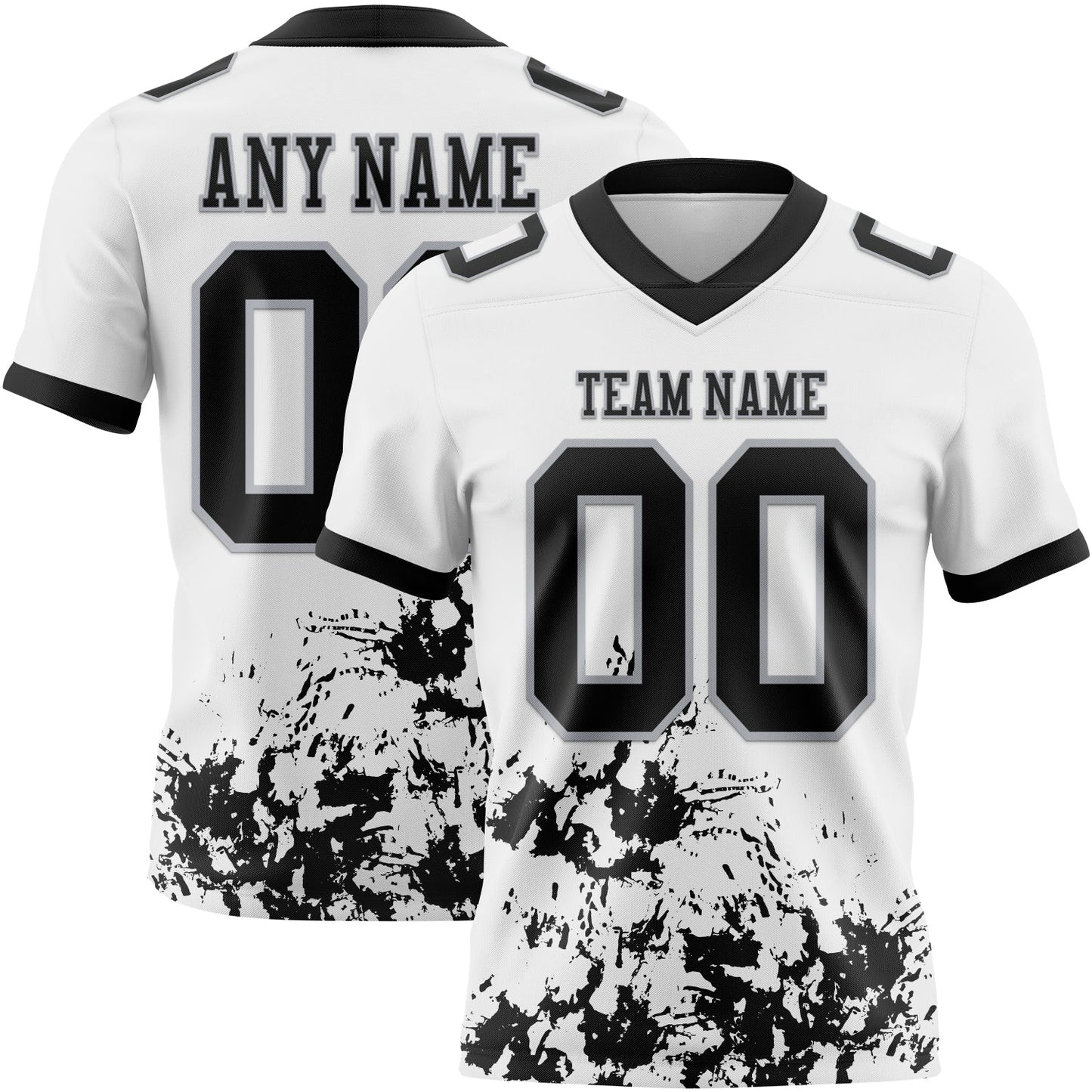 Custom White Black-Gray 3D Pattern Splash Authentic Football Jersey - Main View