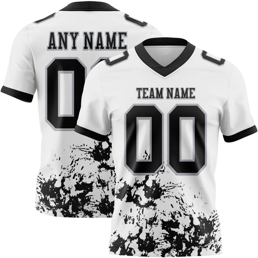Custom White Black-Gray 3D Pattern Splash Authentic Football Jersey - Main View