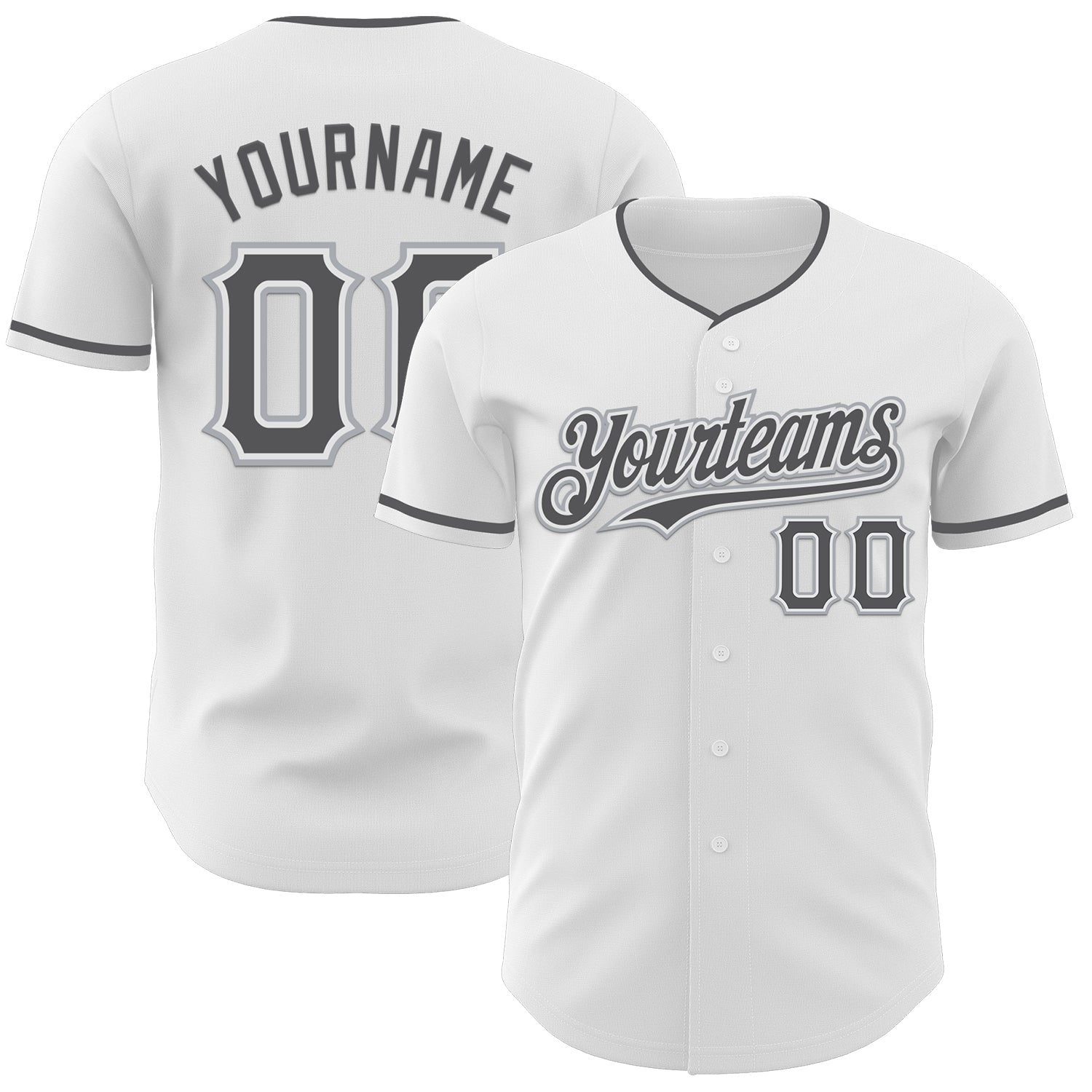 Custom White Steel Gray-Gray Authentic Baseball Jersey - Main View