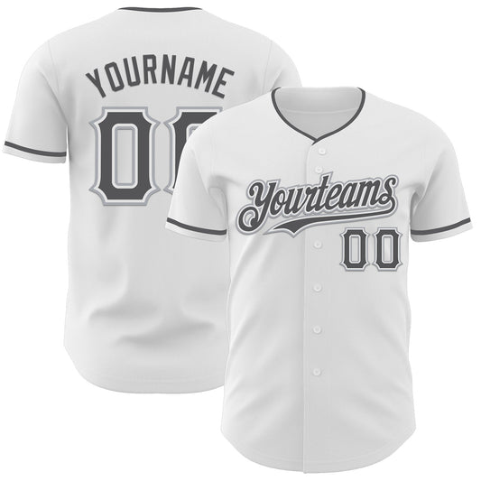 Custom White Steel Gray-Gray Authentic Baseball Jersey - Main View