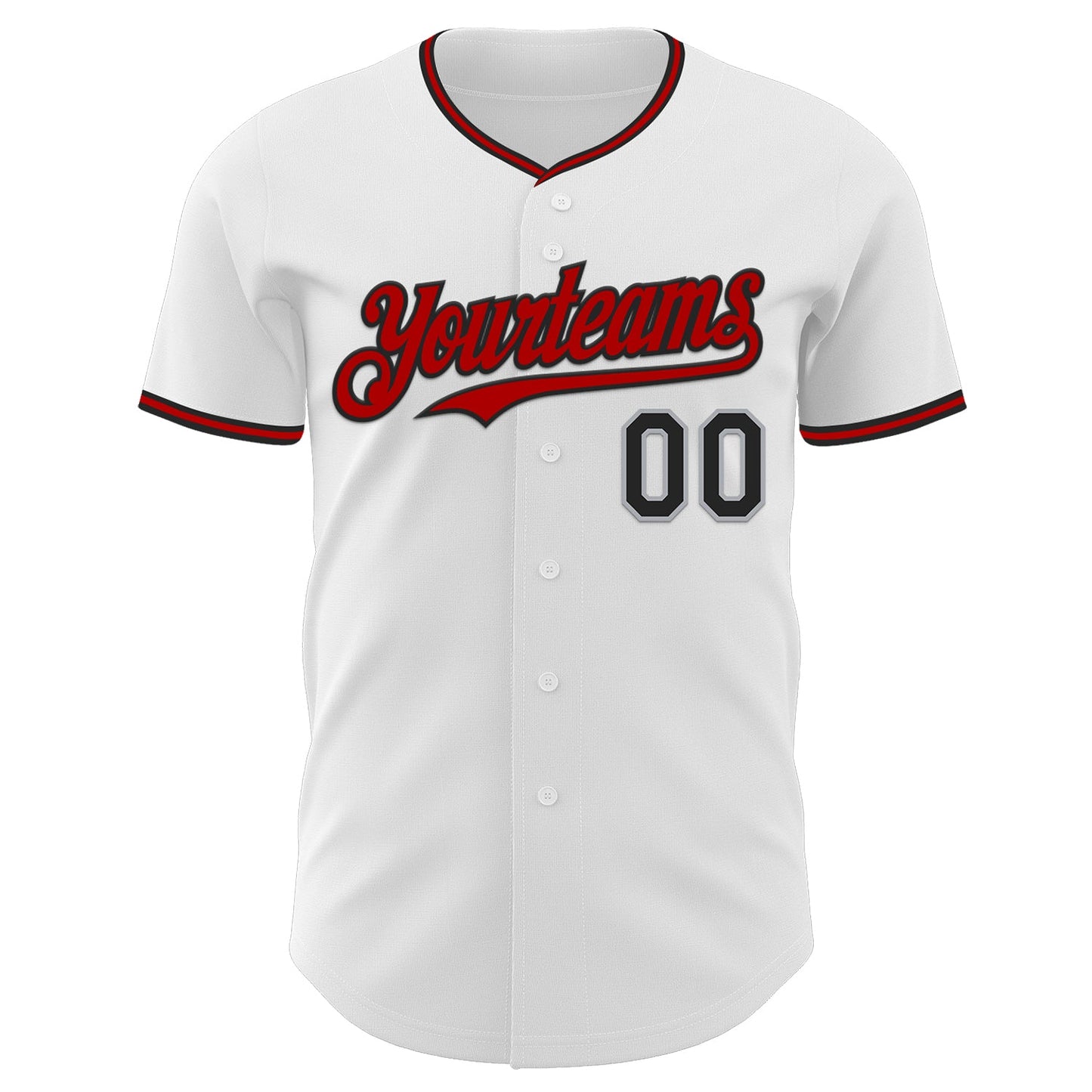 Custom White Black Gray-Red Authentic Baseball Jersey view 2