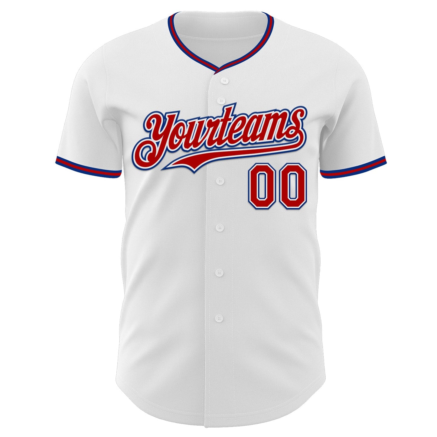 Custom White Red-Royal Authentic Baseball Jersey view 2