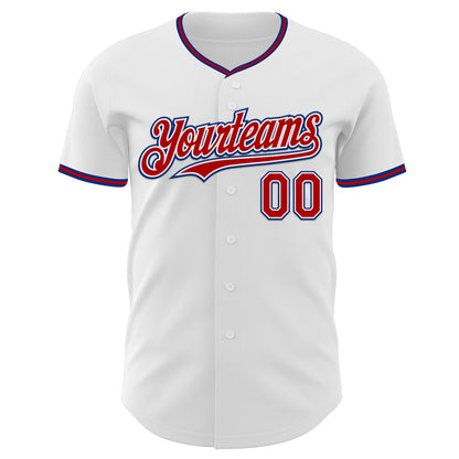 Custom White Red-Royal Authentic Baseball Jersey view 2