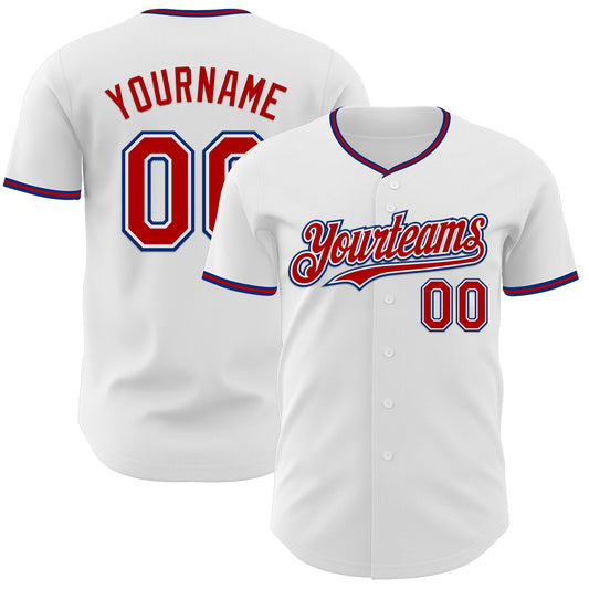 Custom White Red-Royal Authentic Baseball Jersey - Main View