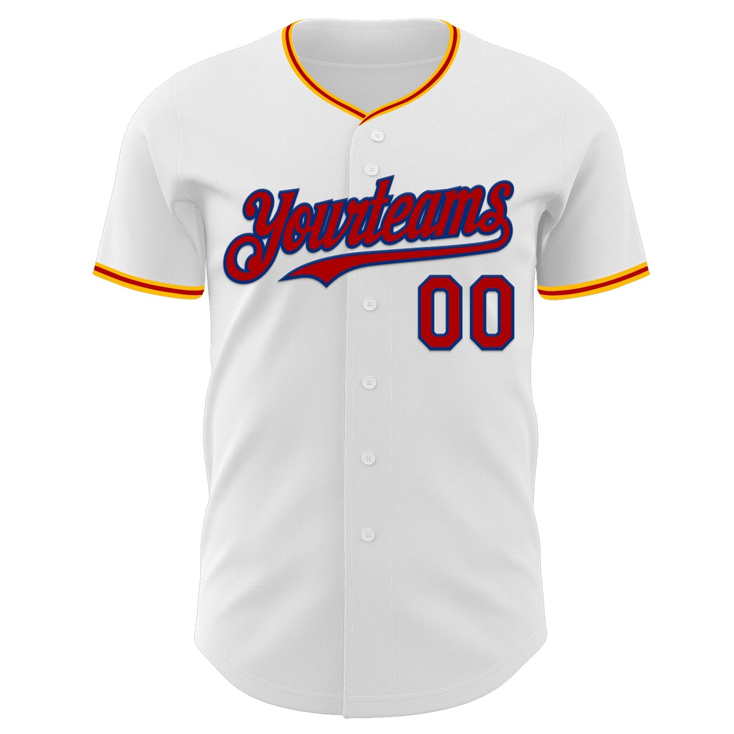 Custom White Red Royal-Gold Authentic Baseball Jersey view 2