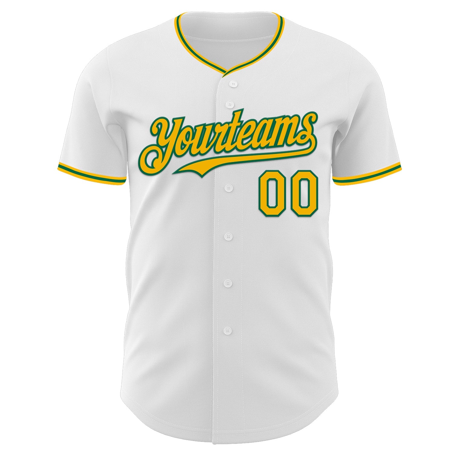 Custom White Gold-Kelly Green Authentic Baseball Jersey view 2