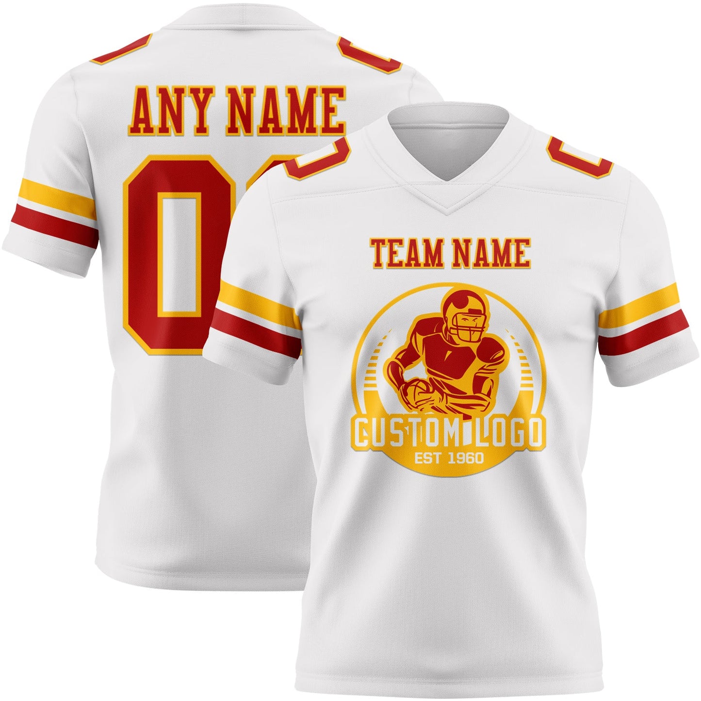 Custom White Red-Gold Authentic Football Jersey view 2