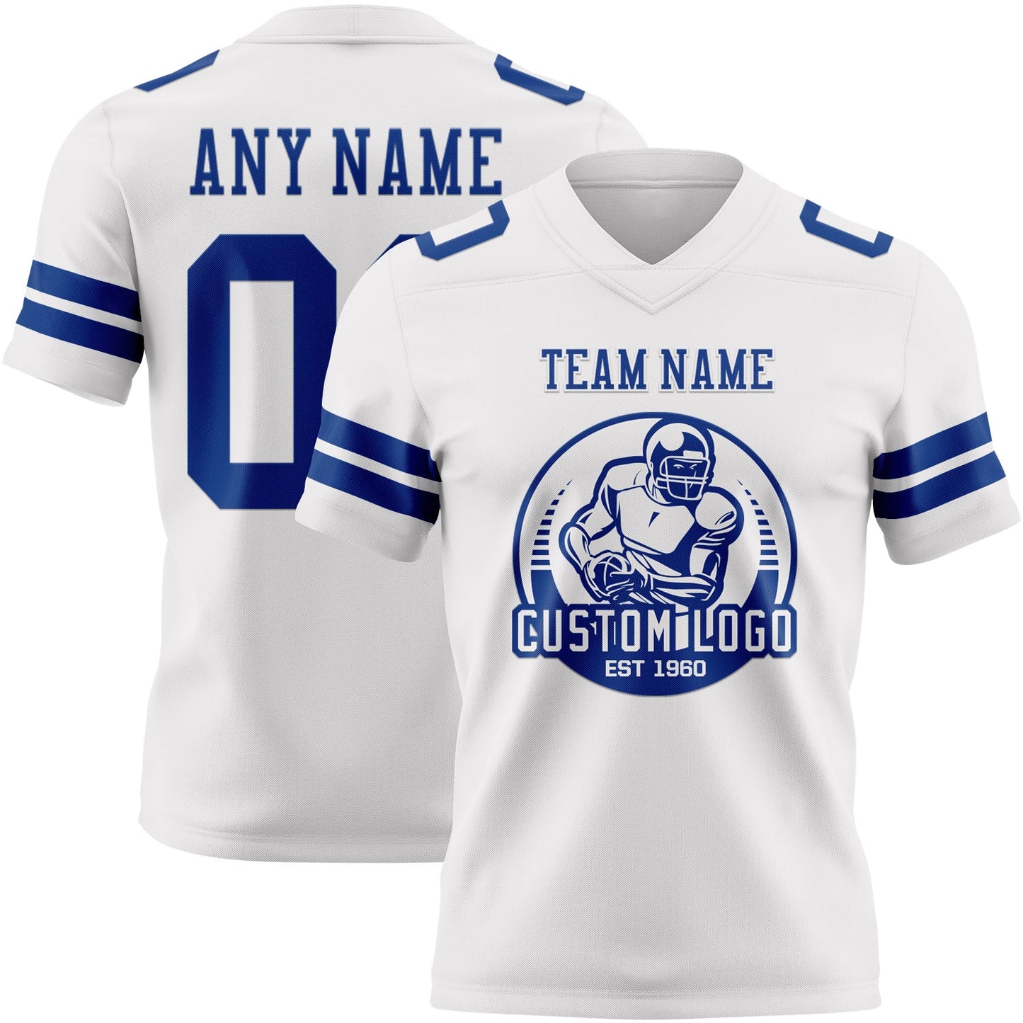 Custom White Royal Authentic Football Jersey view 2
