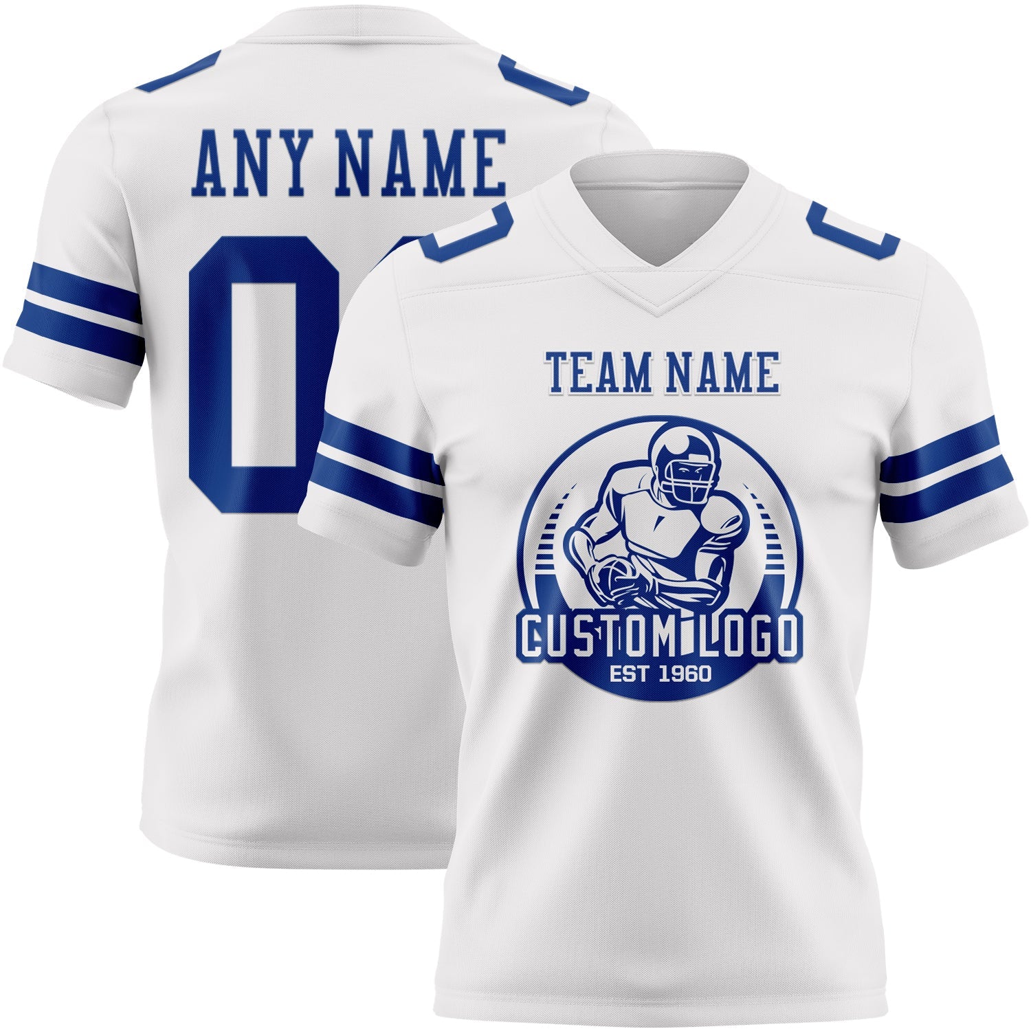 Custom White Royal Authentic Football Jersey view 2