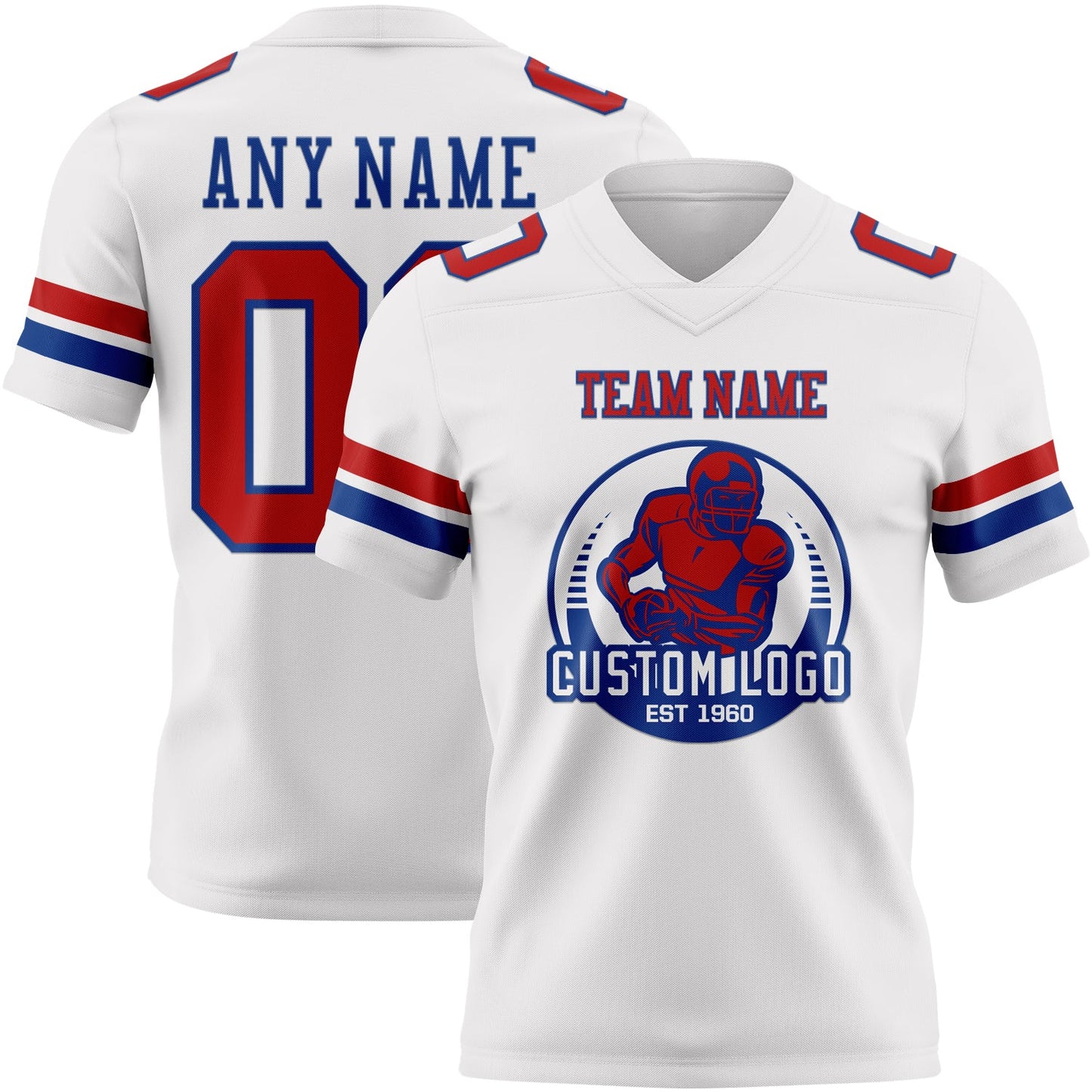 Custom White Red-Royal Authentic Football Jersey view 2
