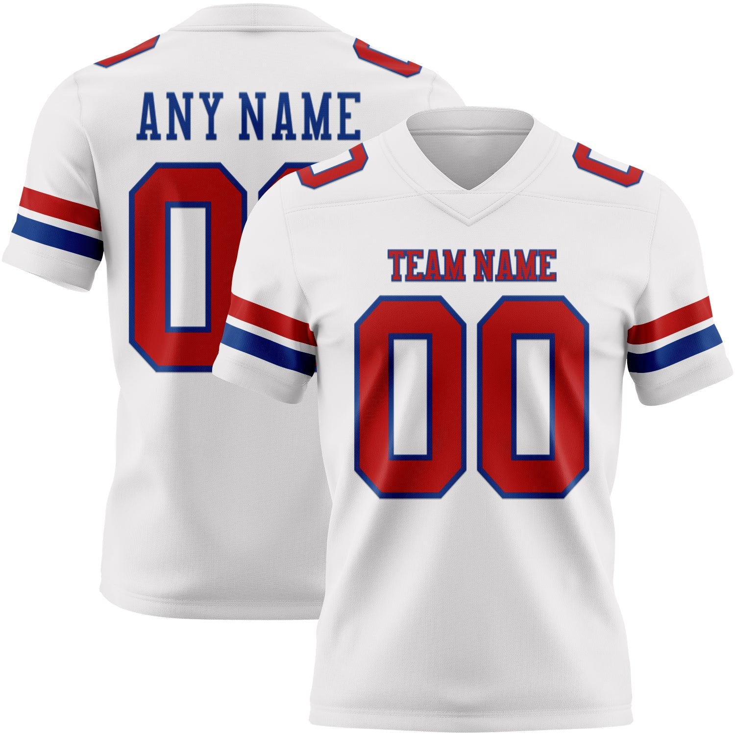 Custom White Red-Royal Authentic Football Jersey - Main View