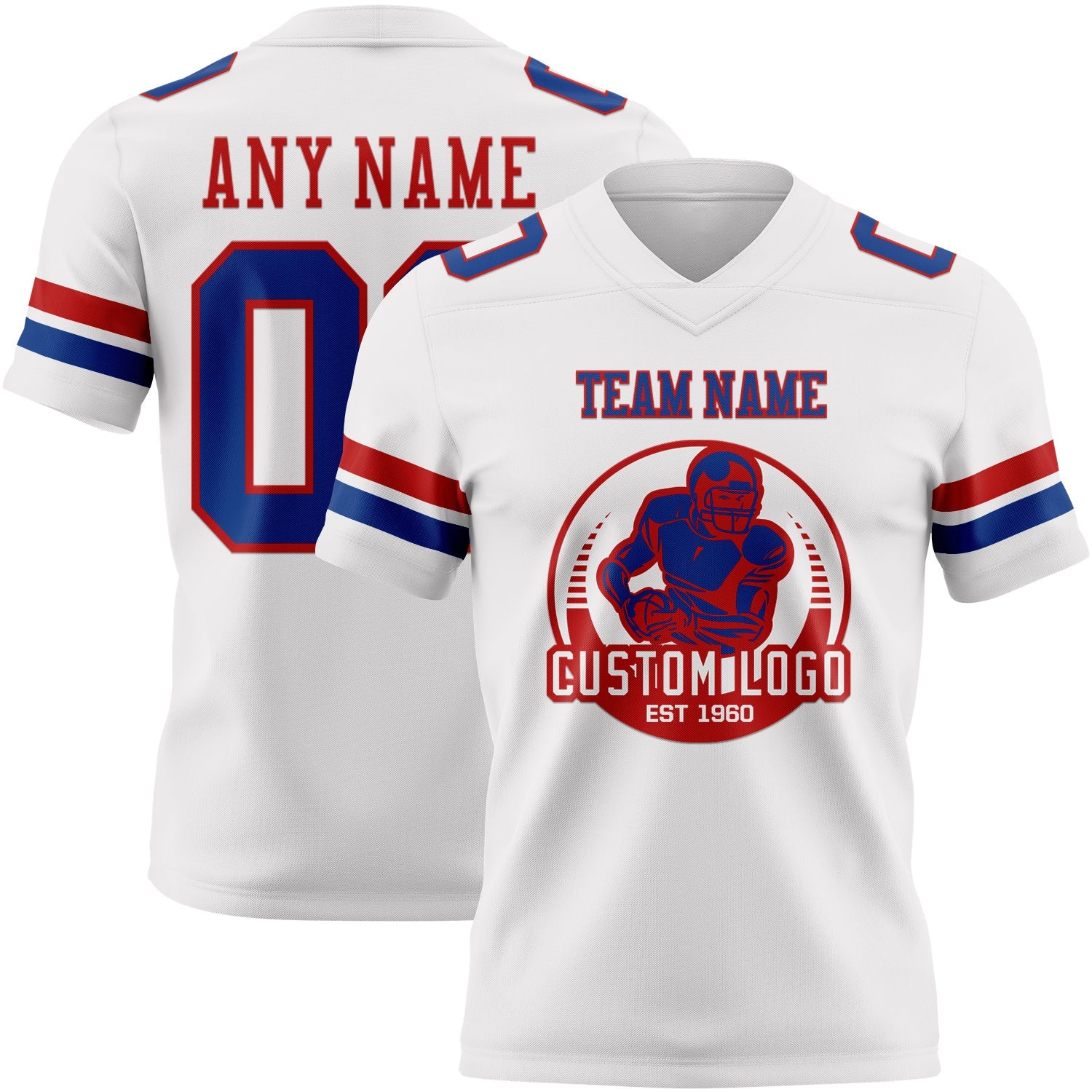 Custom White Royal-Red Authentic Football Jersey view 2