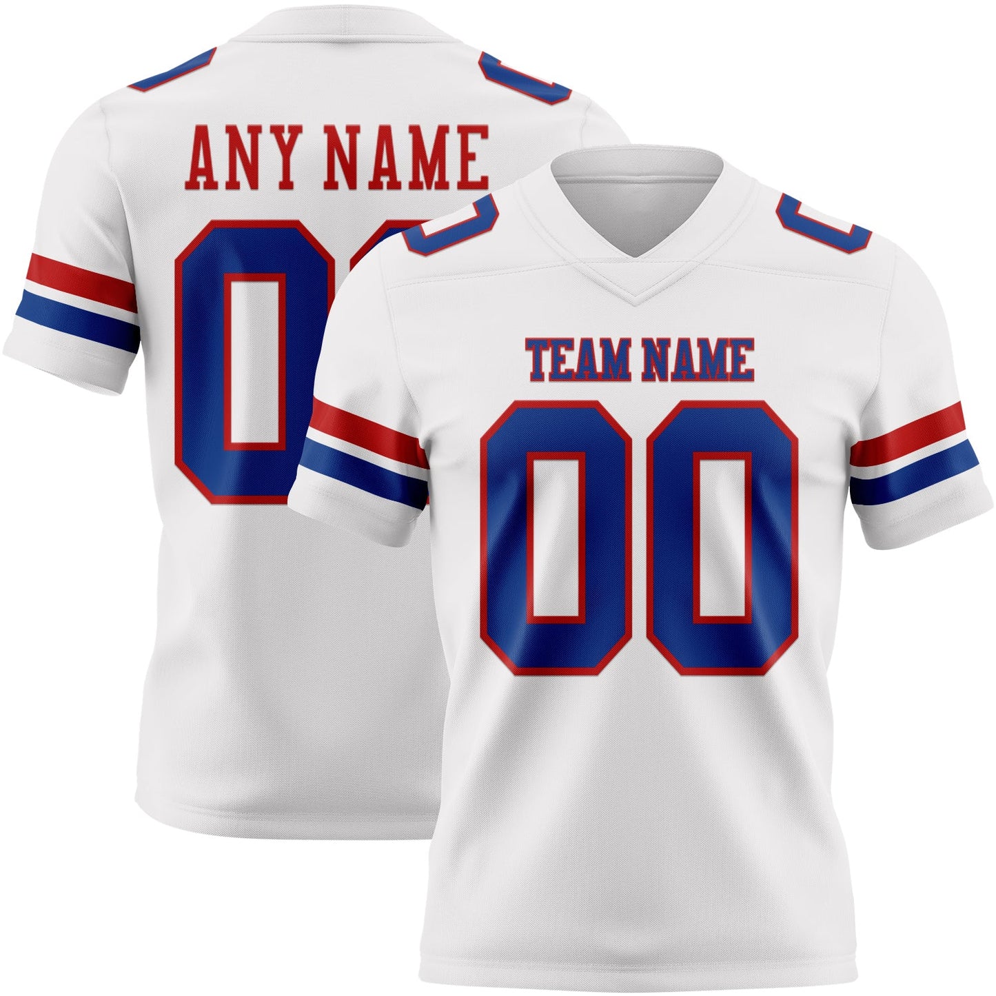Custom White Royal-Red Authentic Football Jersey - Main View