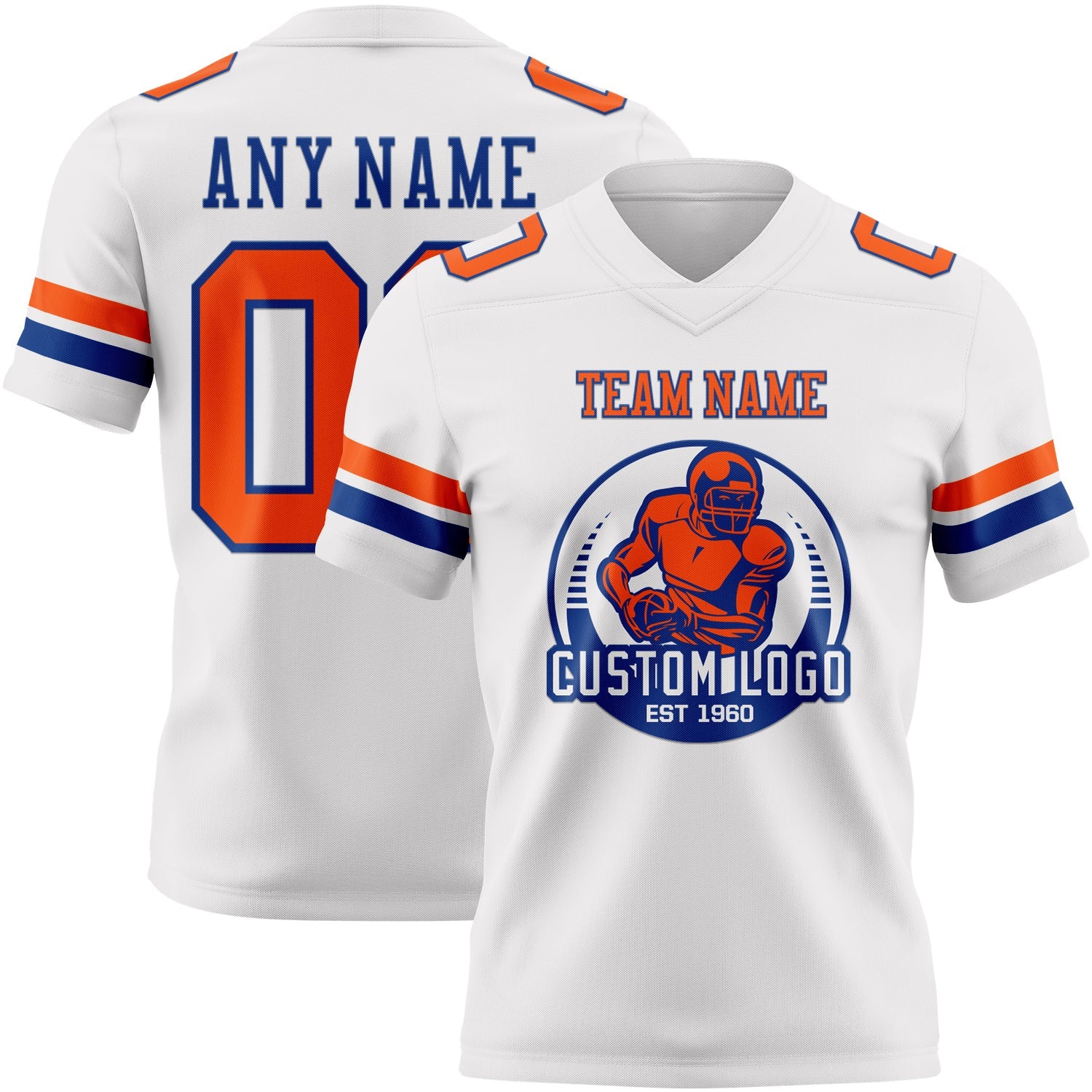 Custom White Orange-Royal Authentic Football Jersey view 2