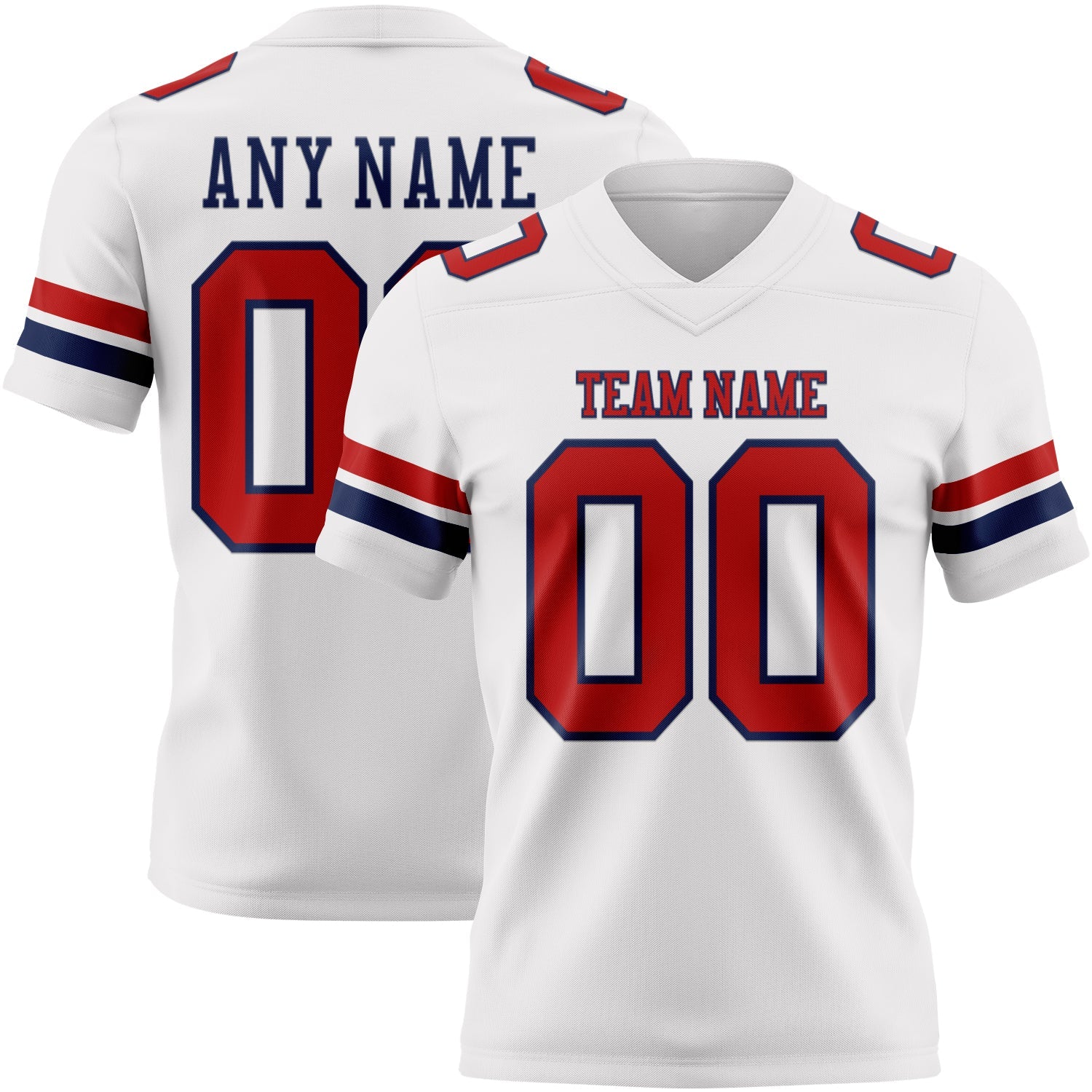 Custom White Red-Navy Authentic Football Jersey - Main View