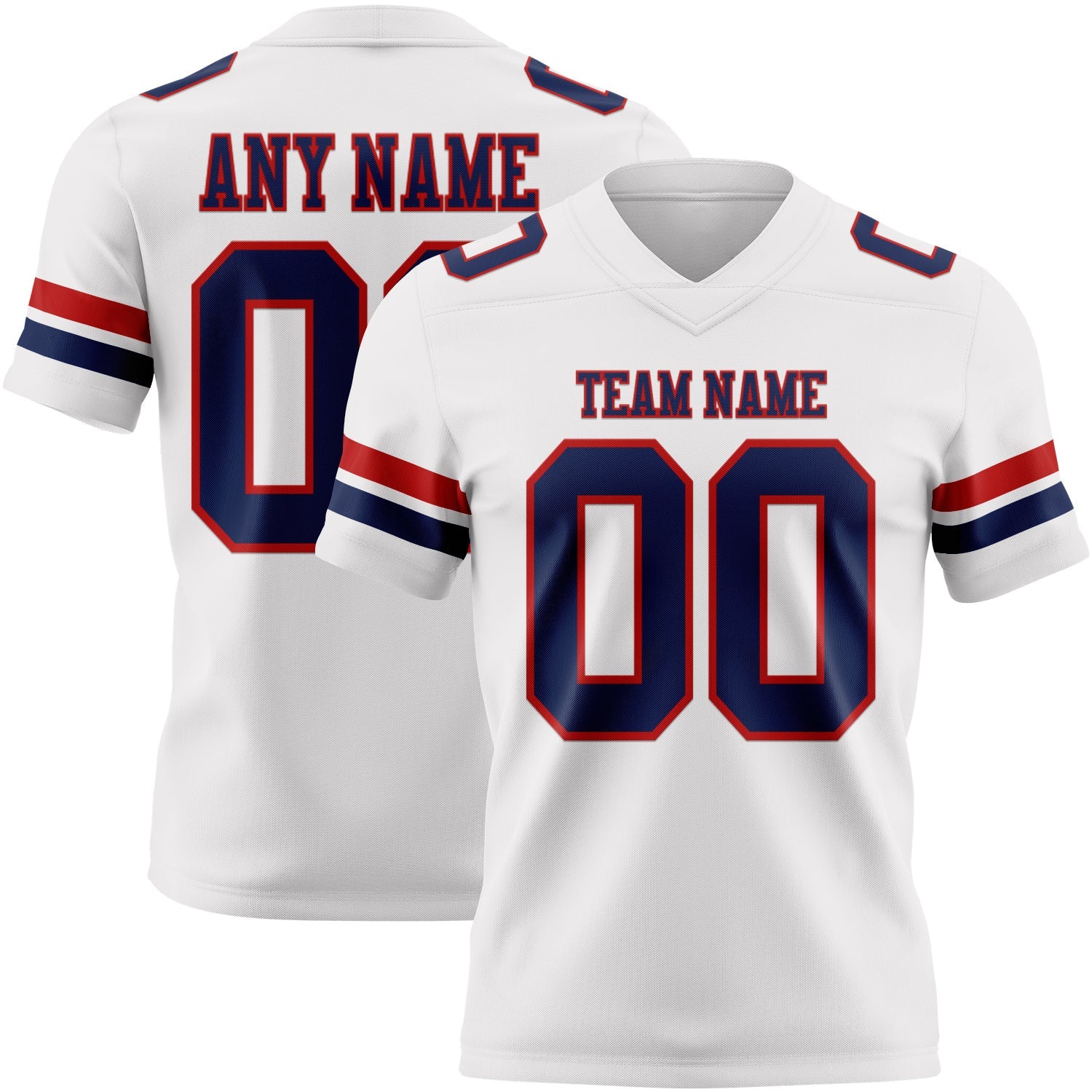 Custom White Navy-Red Authentic Football Jersey - Main View