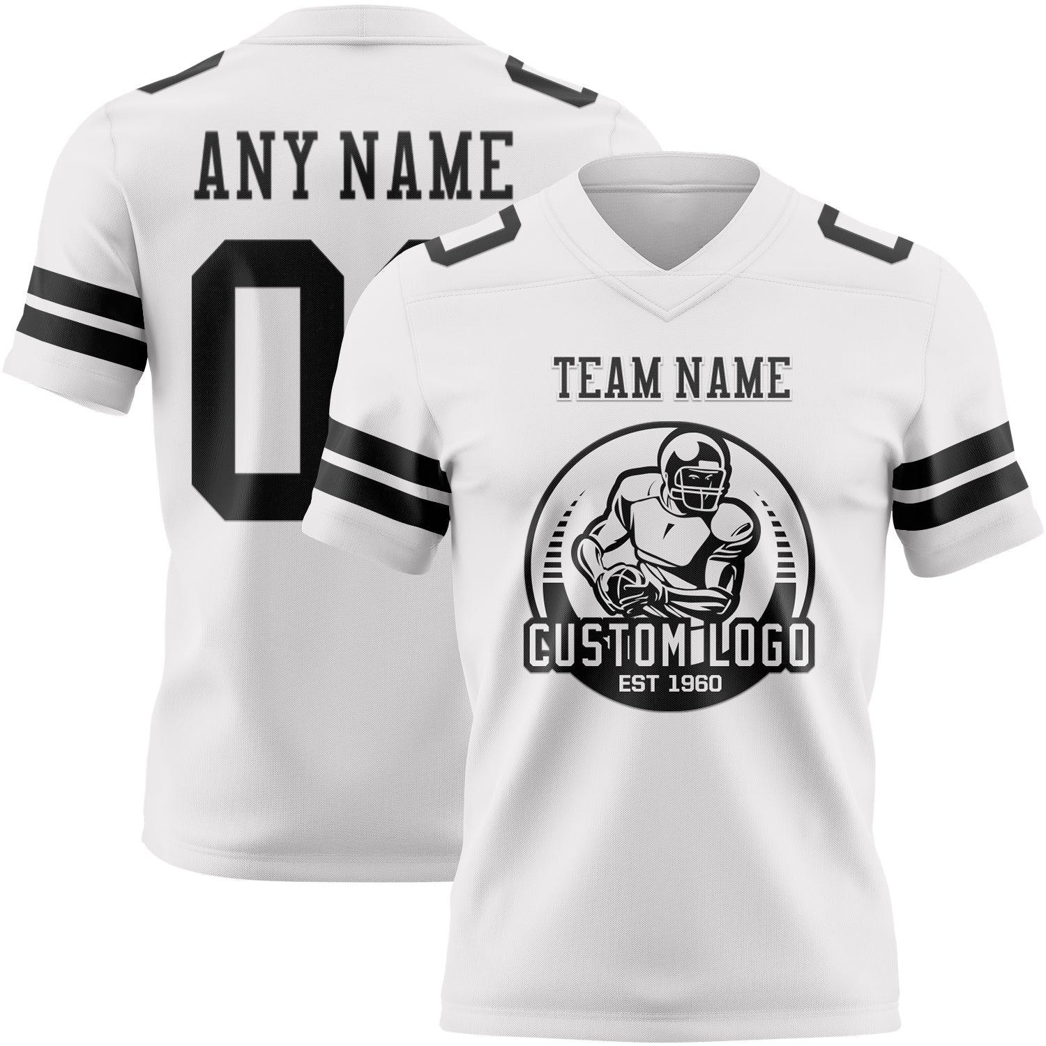 Custom White Black Authentic Football Jersey view 2