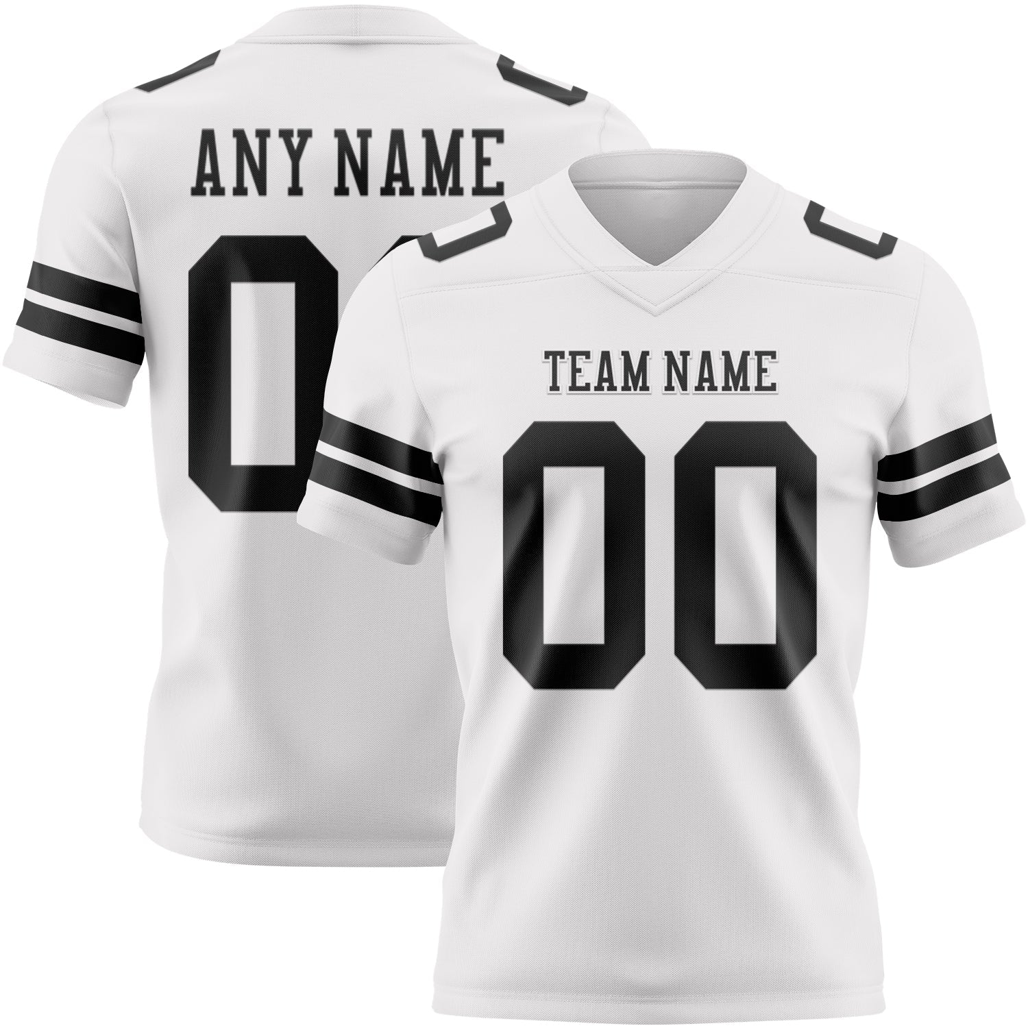 Custom White Black Authentic Football Jersey - Main View