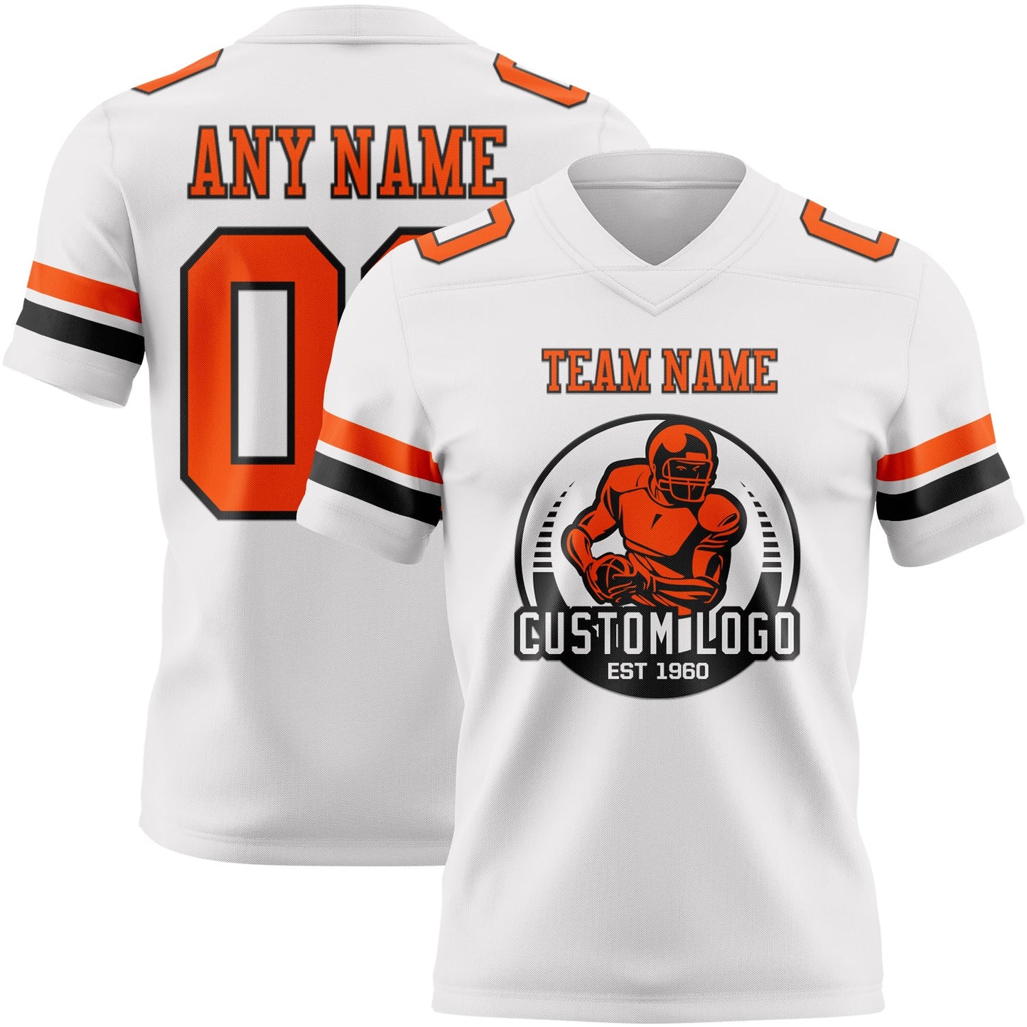 Custom White Orange-Black Authentic Football Jersey view 2